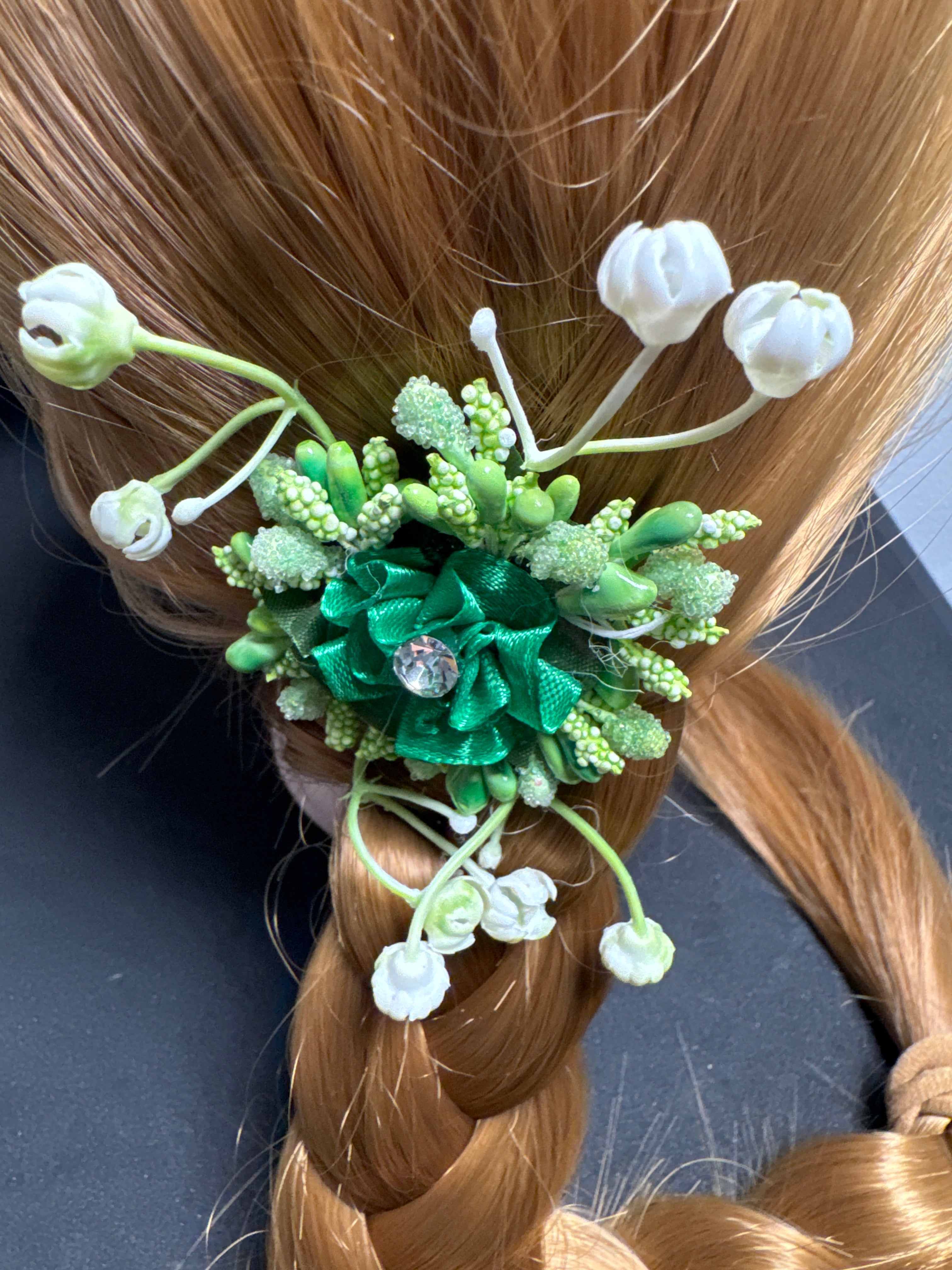 Flower hair pin green colour