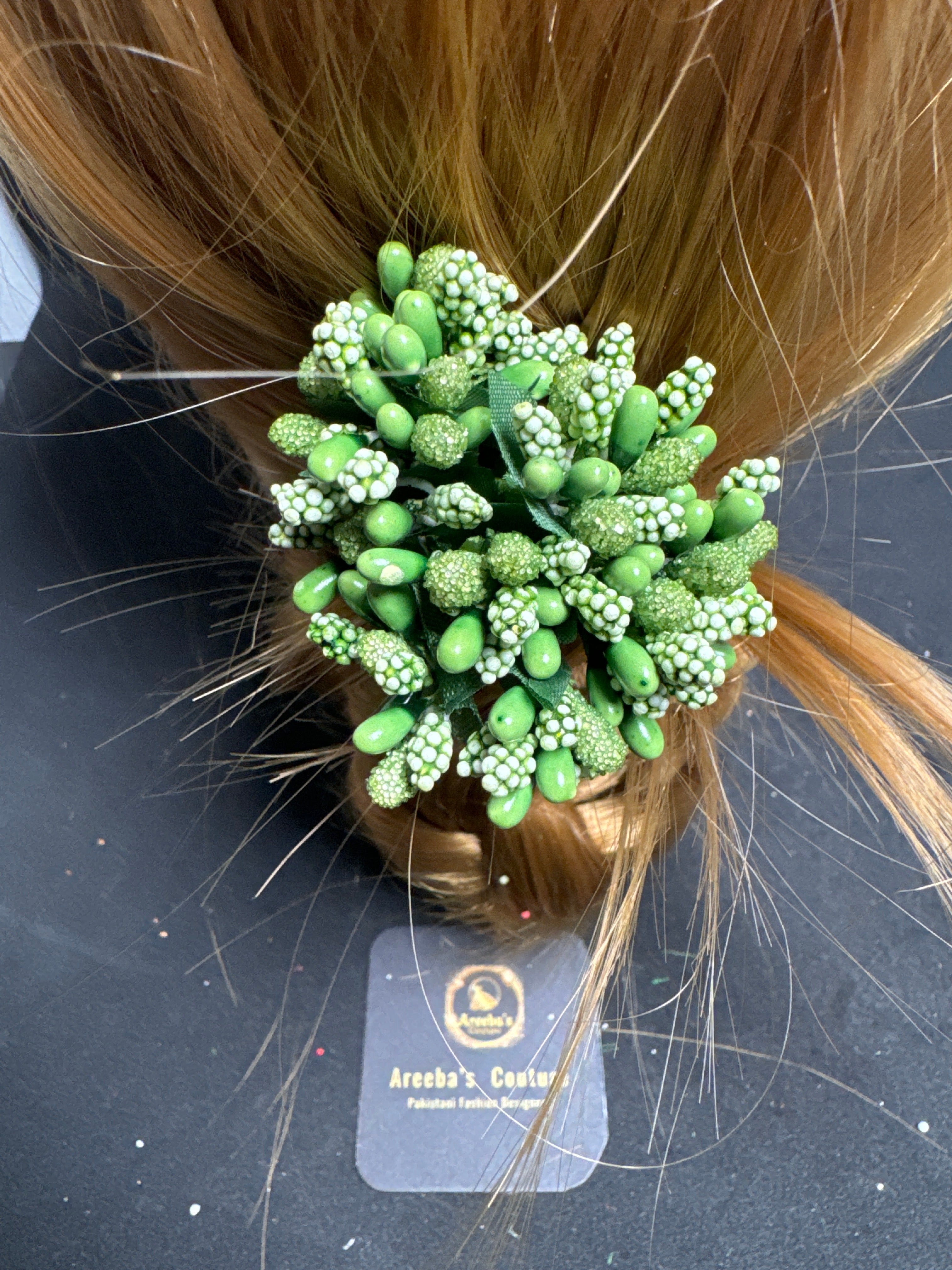 Flower hair pin green