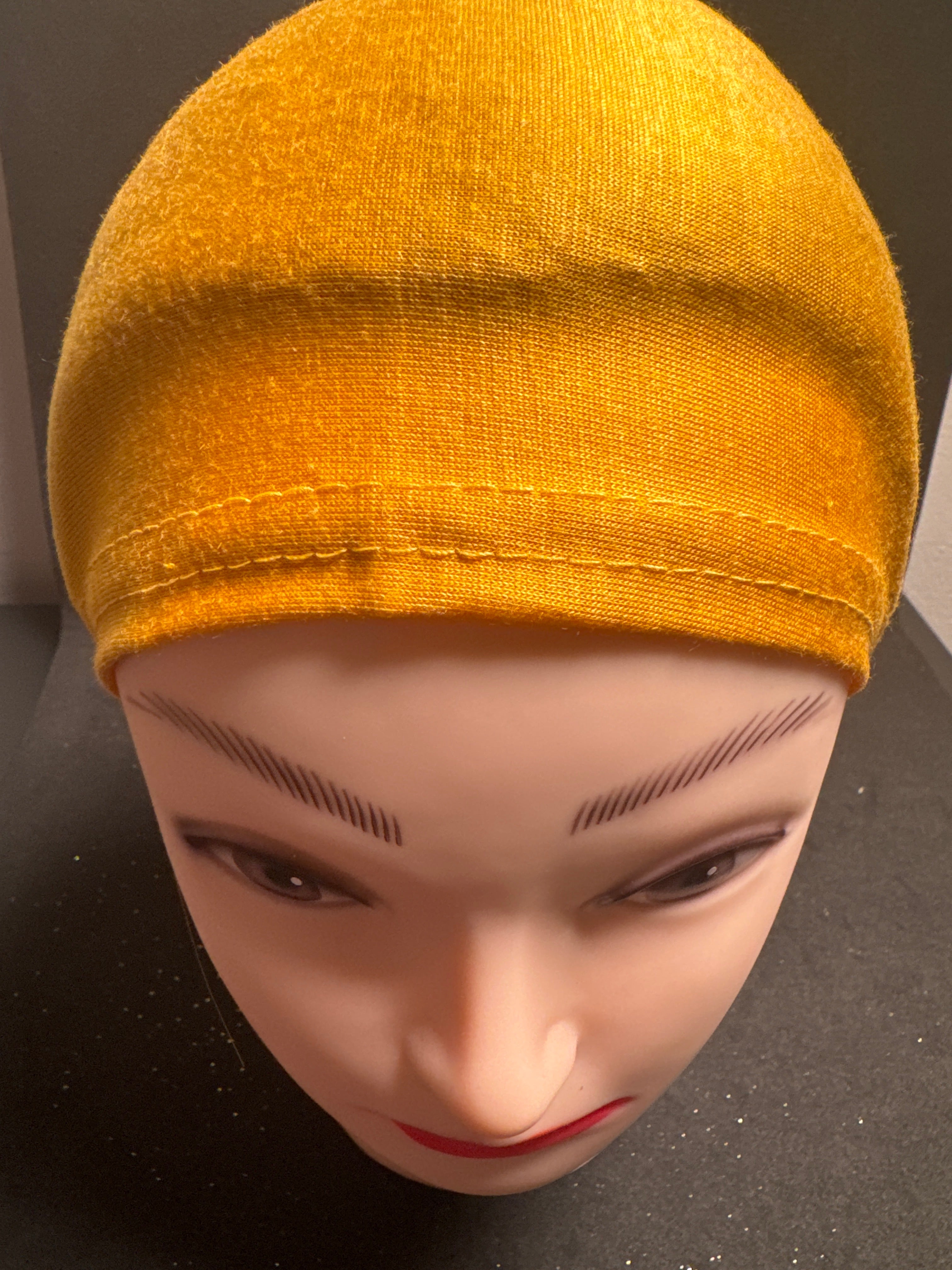 Women Hijab cap in Jersey Mustard fabric HC52