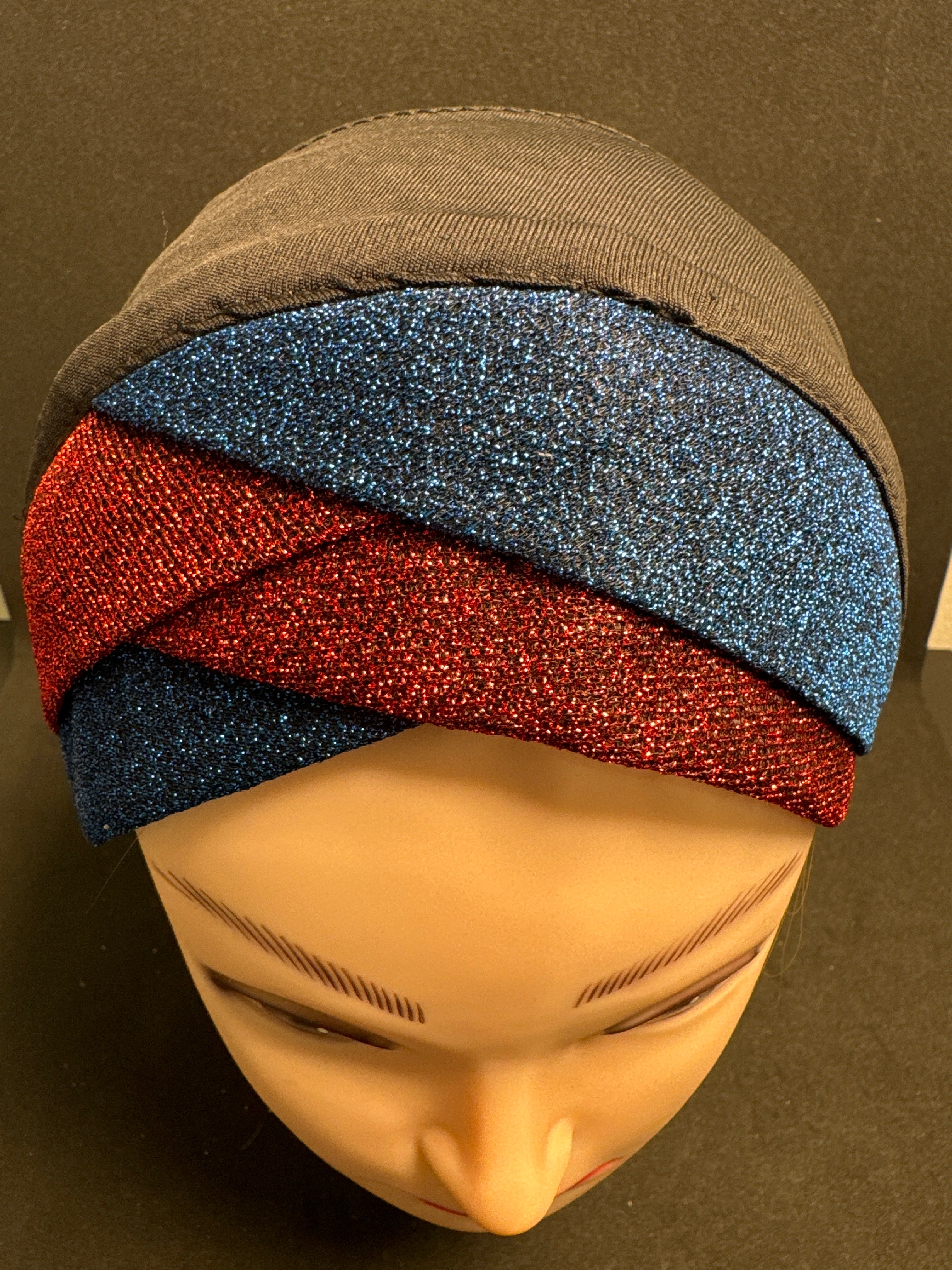 Hijab cap for ladies in Red, Blue & black  with with glitter net fabric  HC4