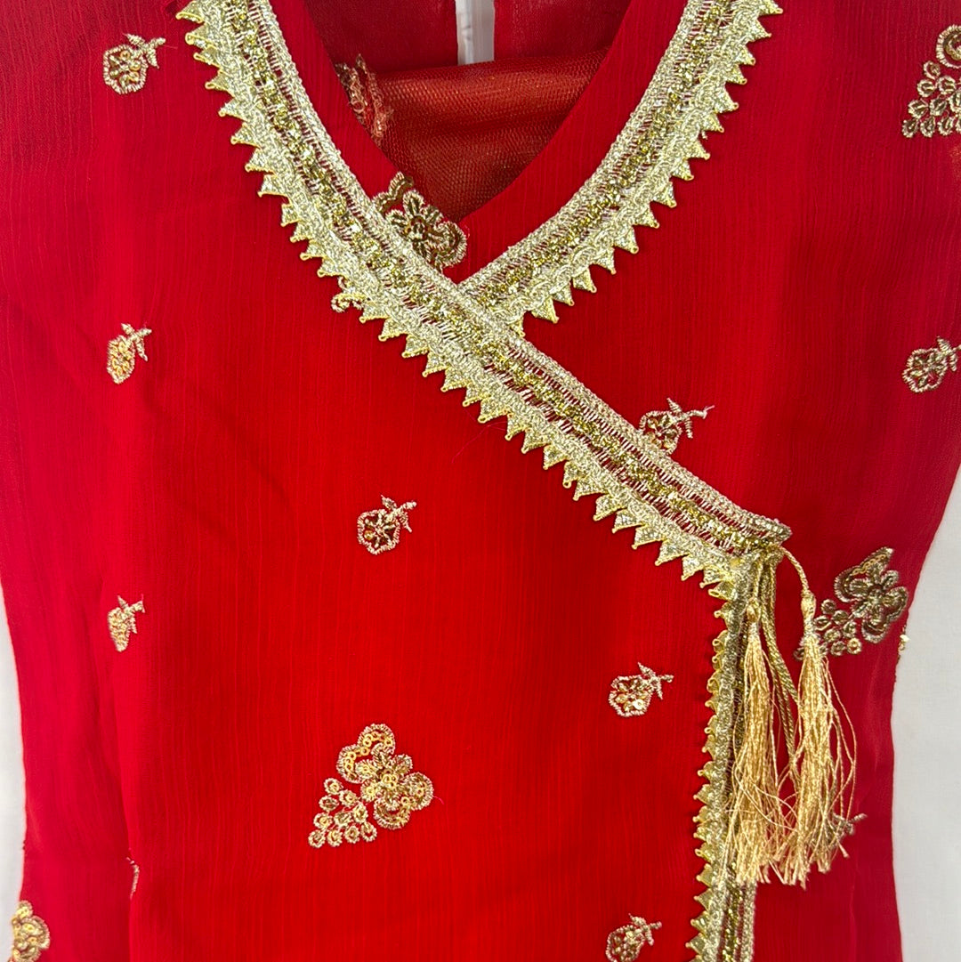 Girls red chiffon kameez shalwar