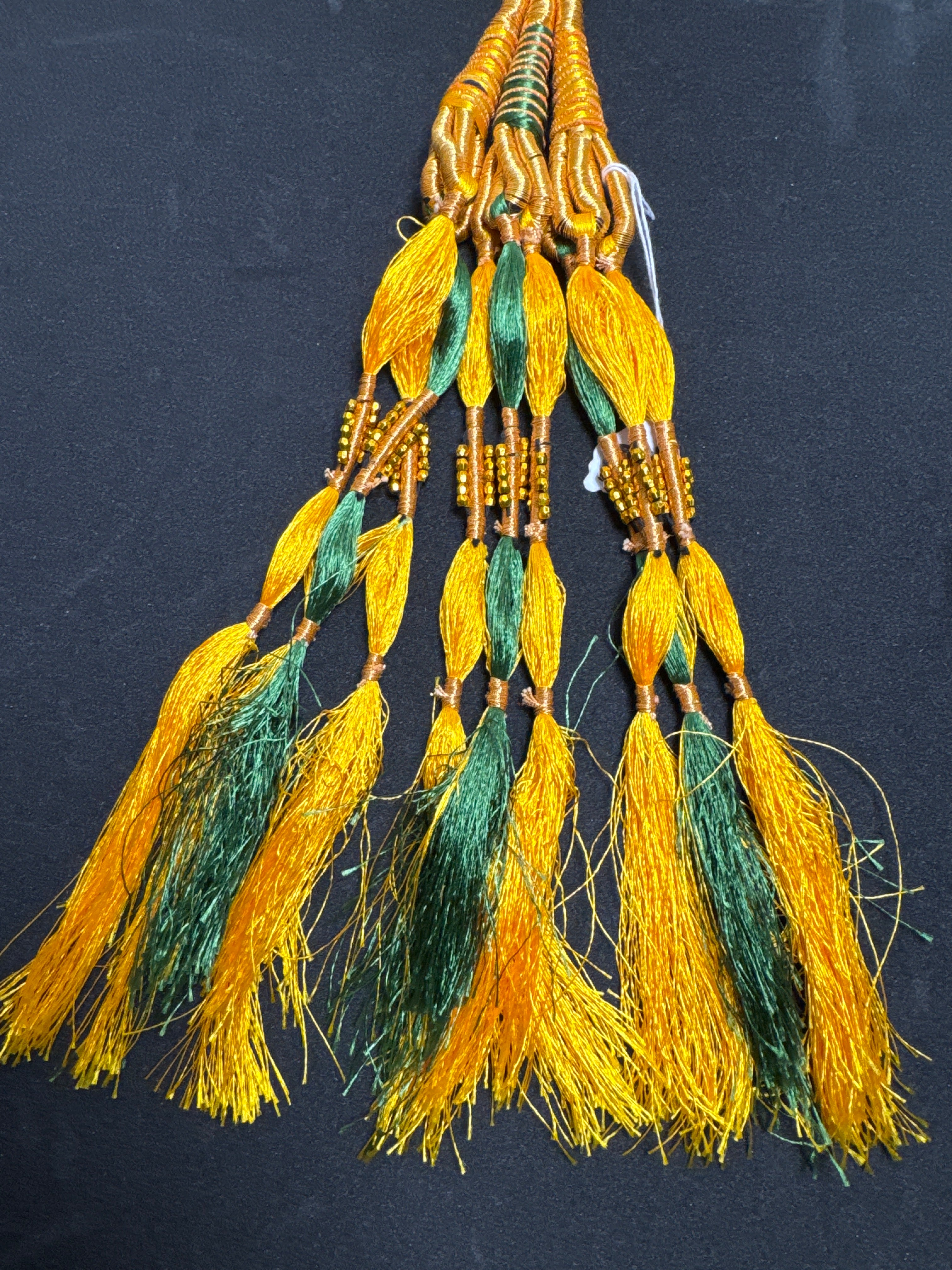 Yellow colour Parranda with  beads & Green/Yellow tassels SP4