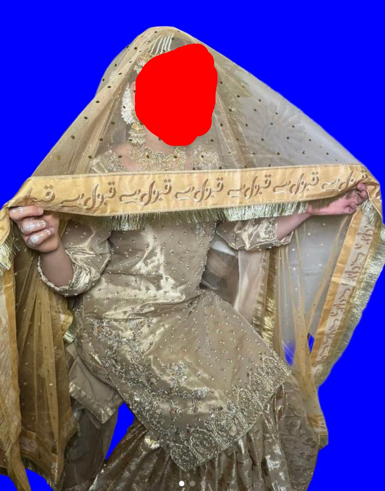 Golden "Qabool Hai" Dupatta By Areeba'S Couture