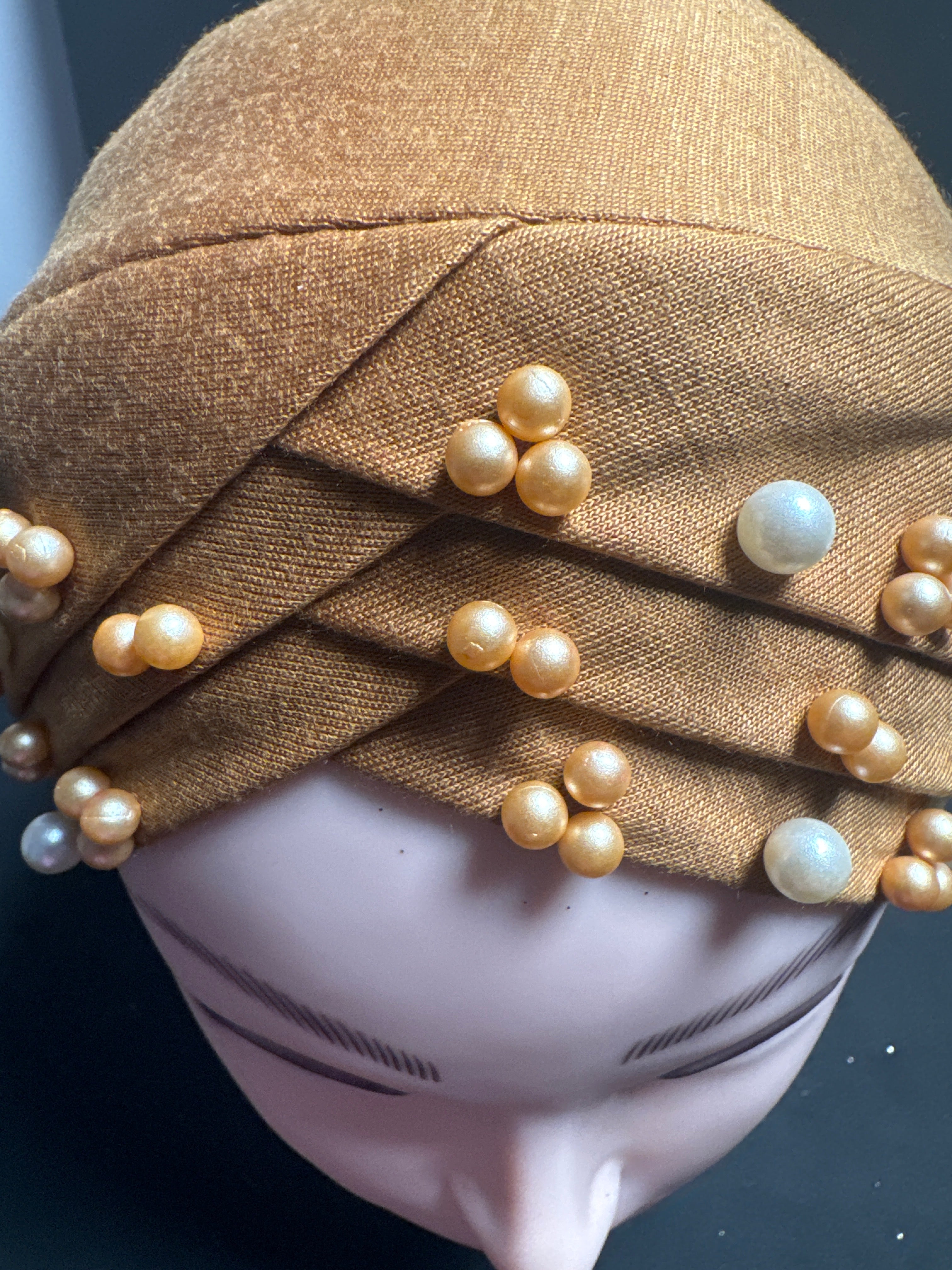 Hijab cap for ladies in Brown with beads HC 40