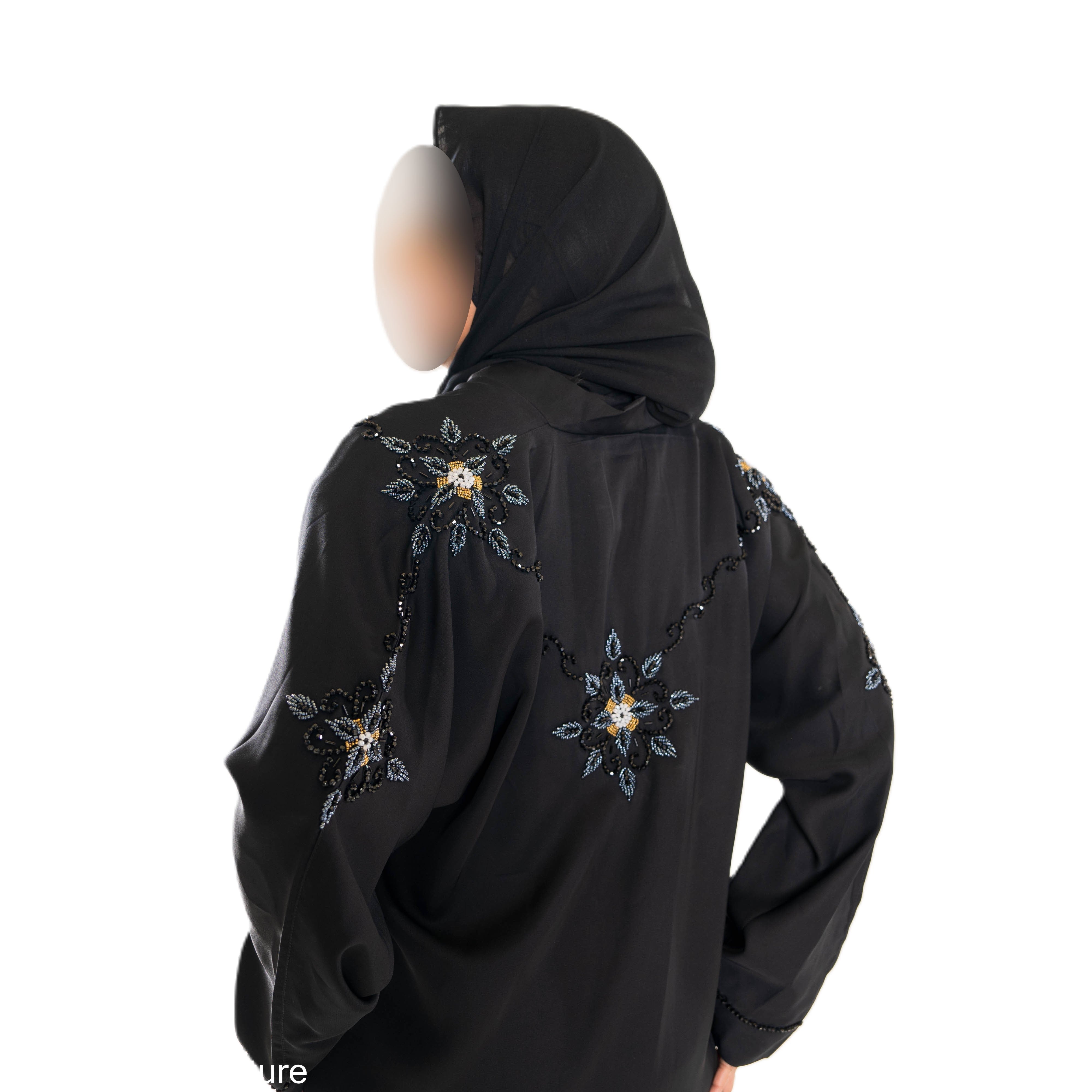 Black cut dana on back Abaya