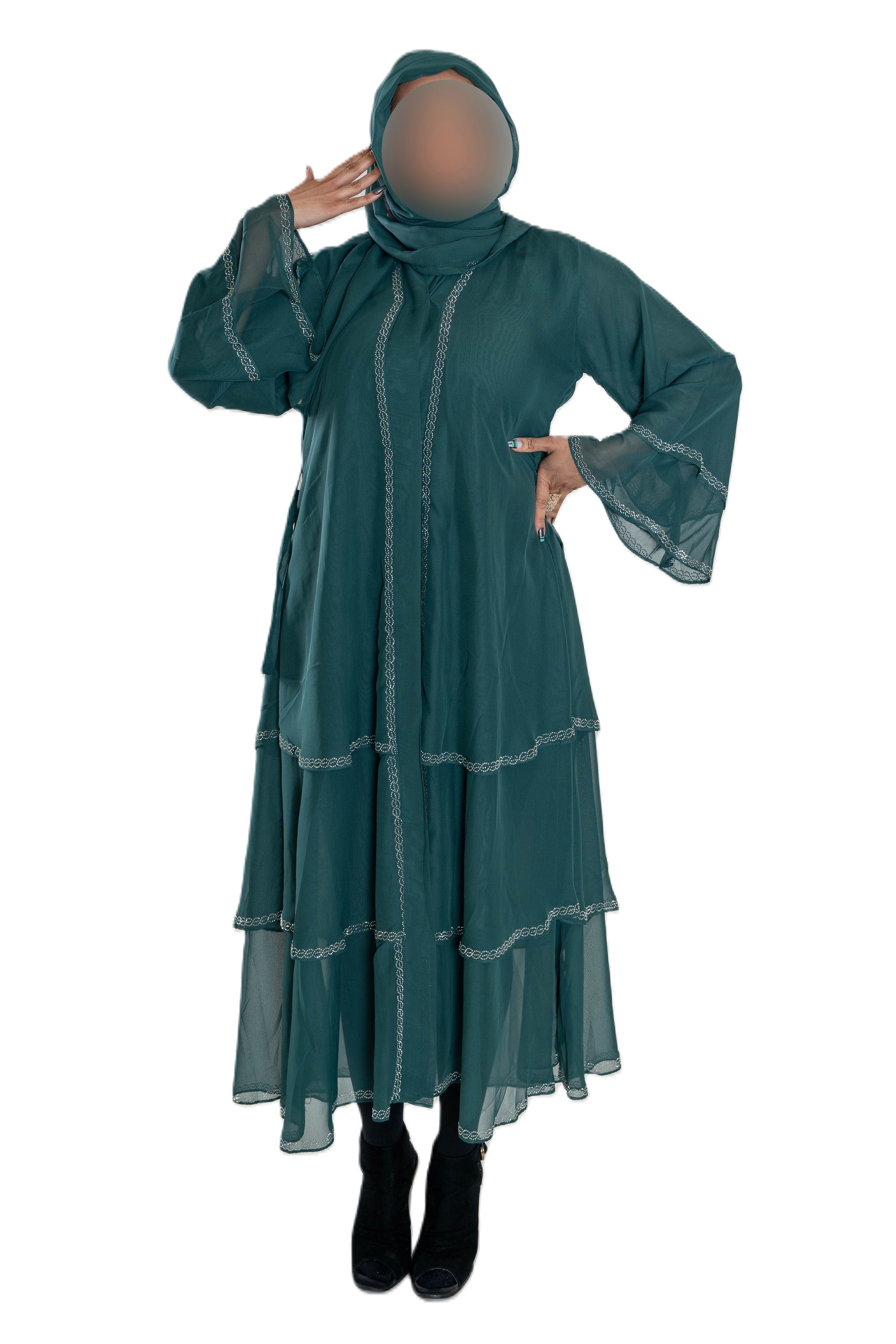 Chiffon triple layered abaya