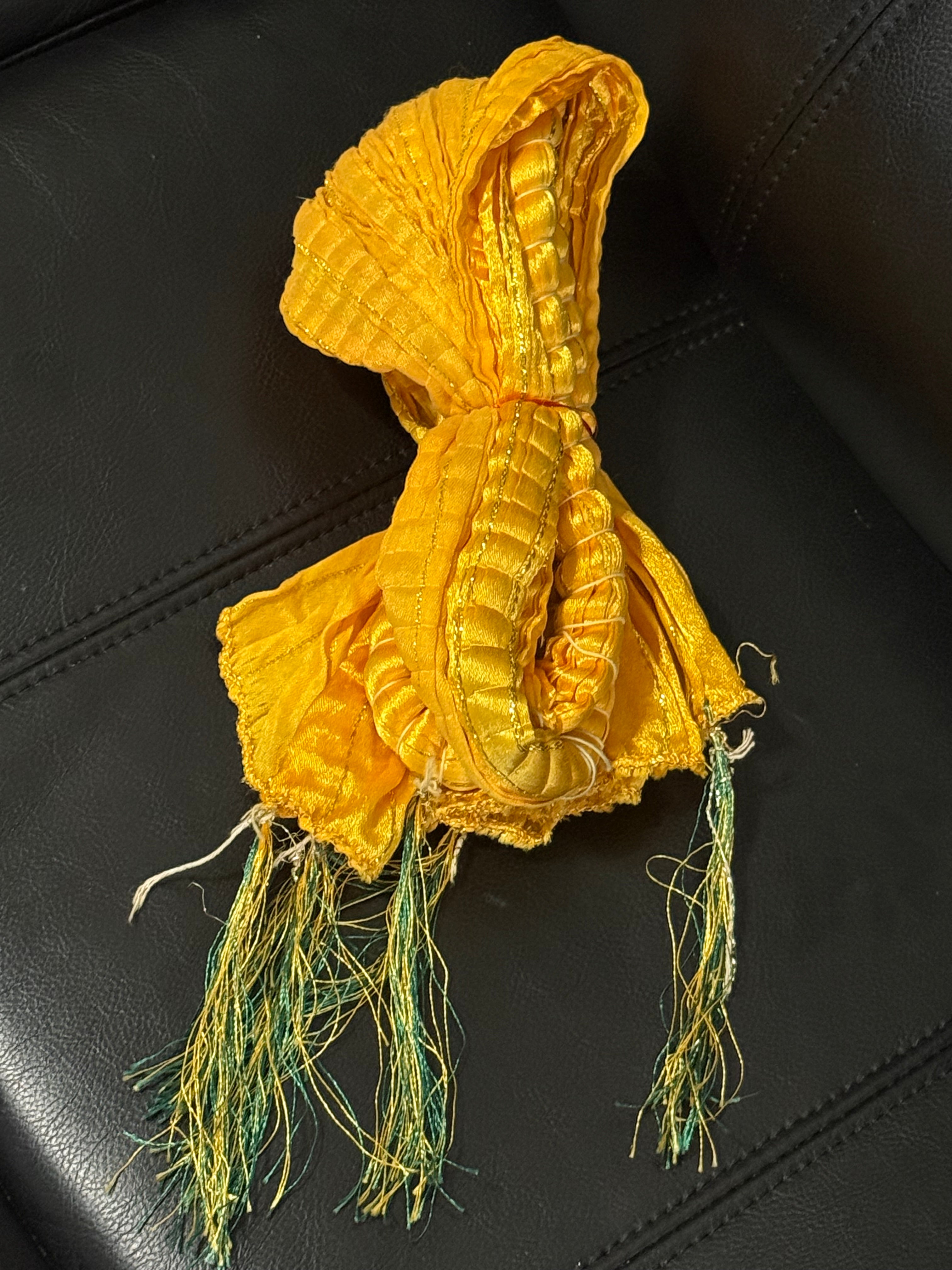Mehndi Dupatta (In Luxurious Chunri) For The Lads In Yellow Colour With Tussles