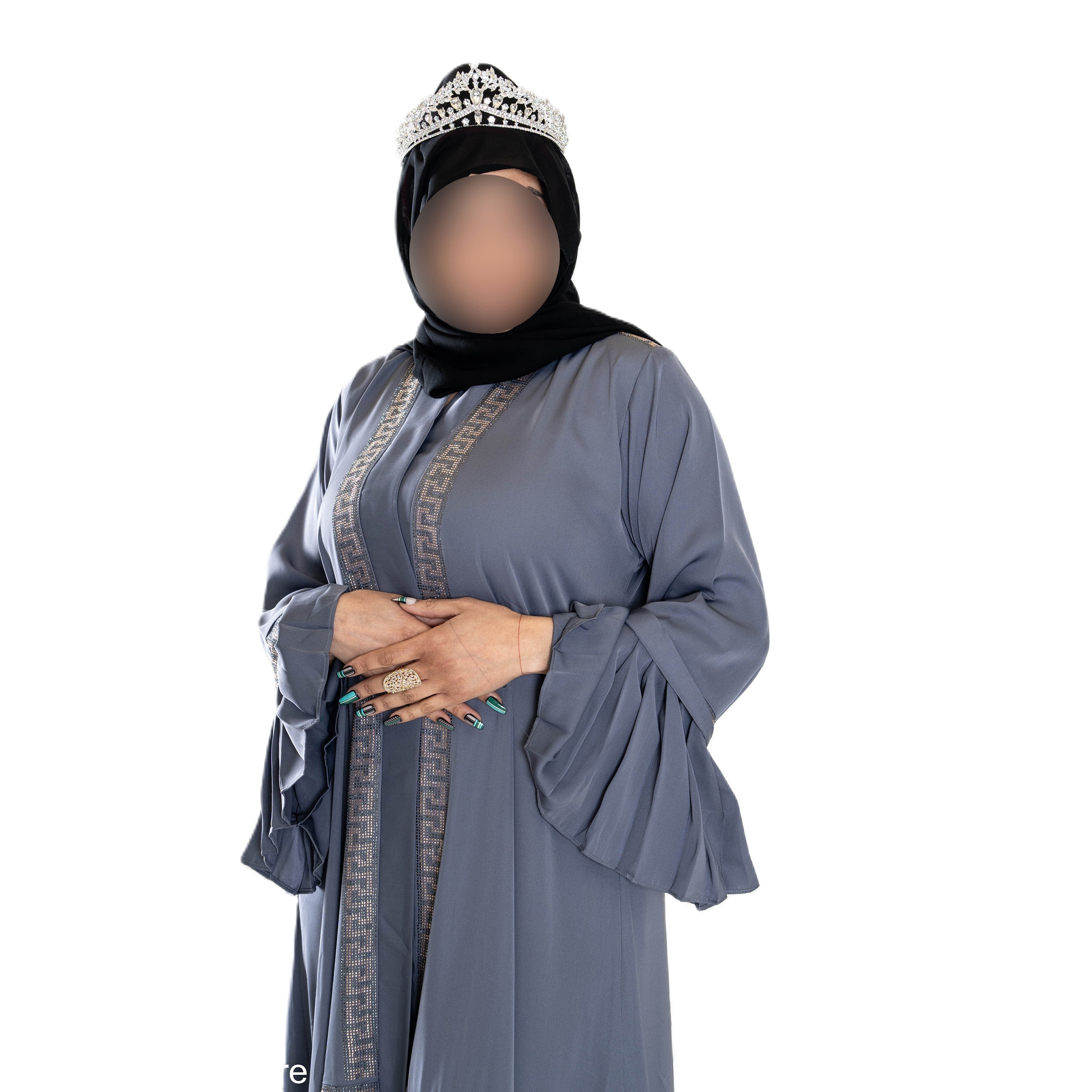 Double layered frill sleeve abaya