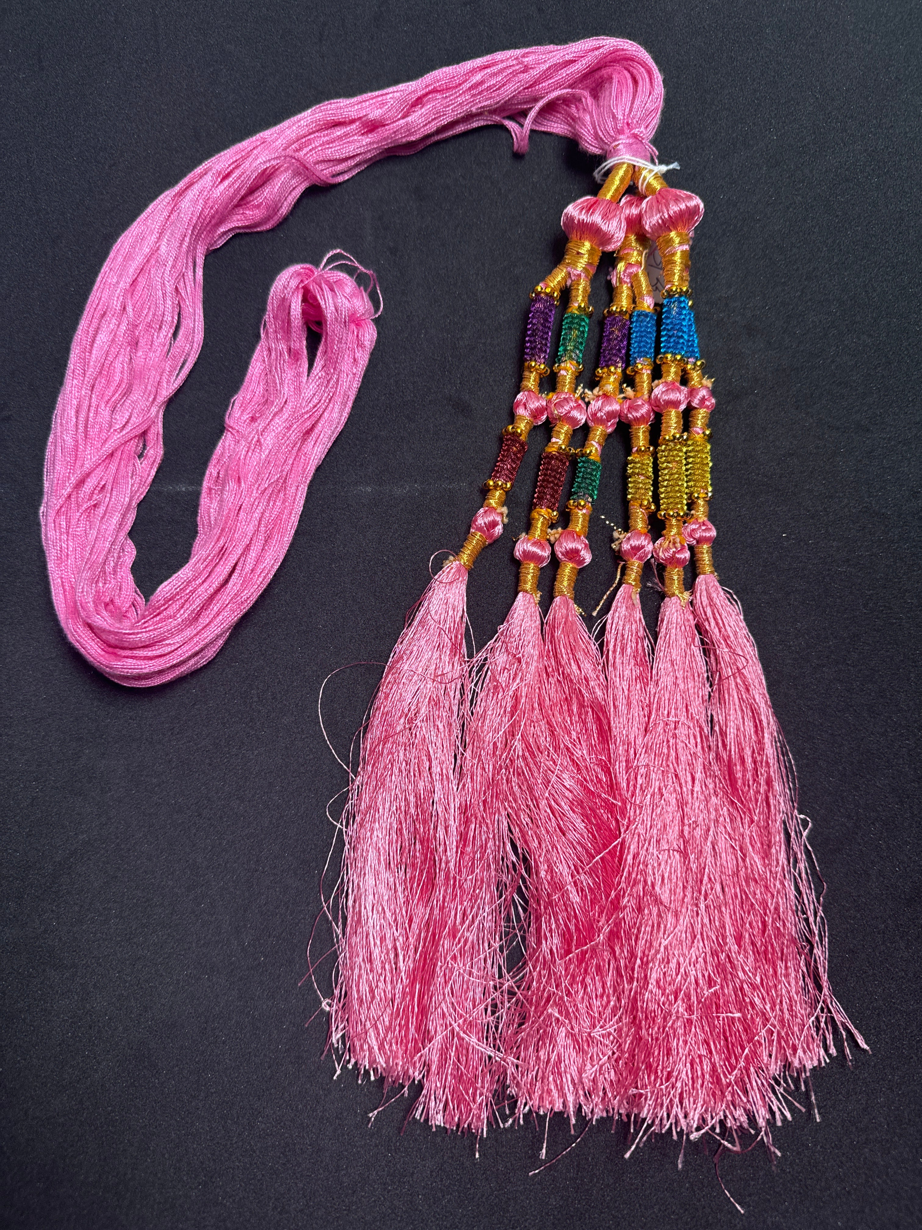 Pink Parranda with multi colours  beads in tassels SP33