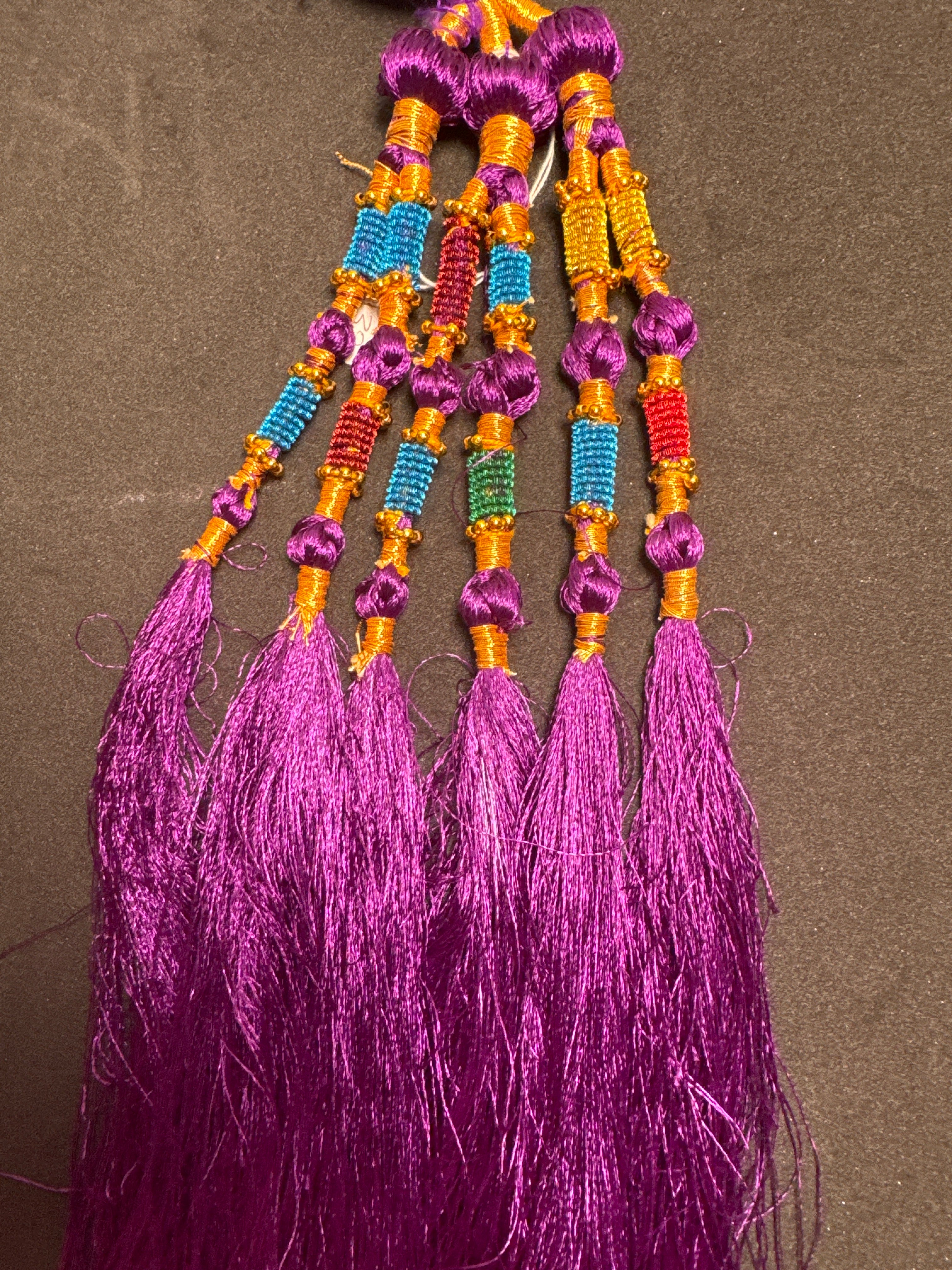 Purple Parranda with multi colours  beads in tassels SP32