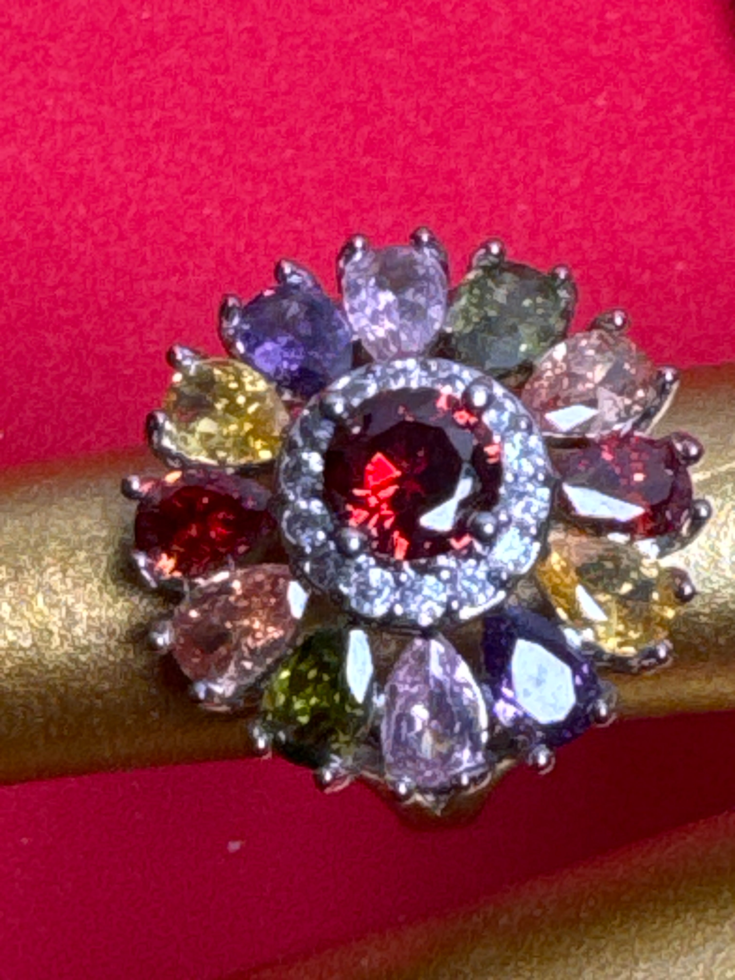 Silver ring with multi beads