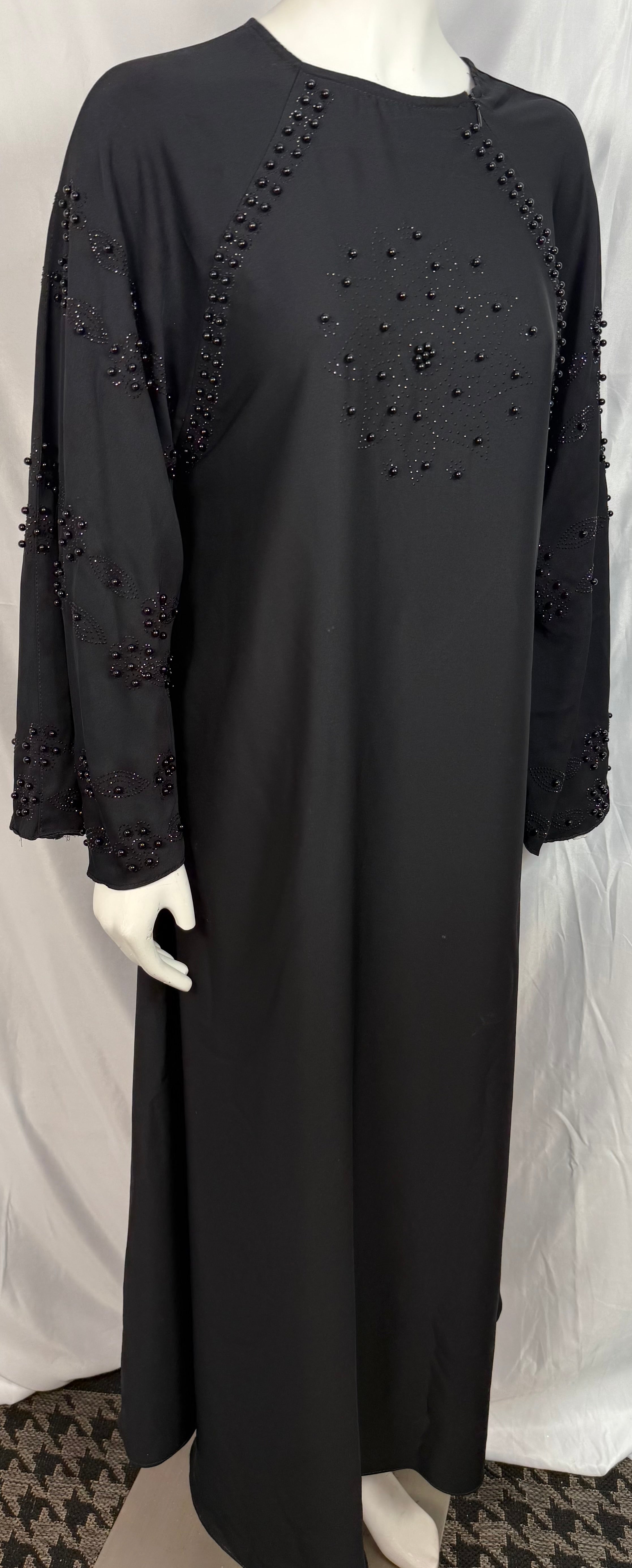Black Abbaya With Beads For Ladies