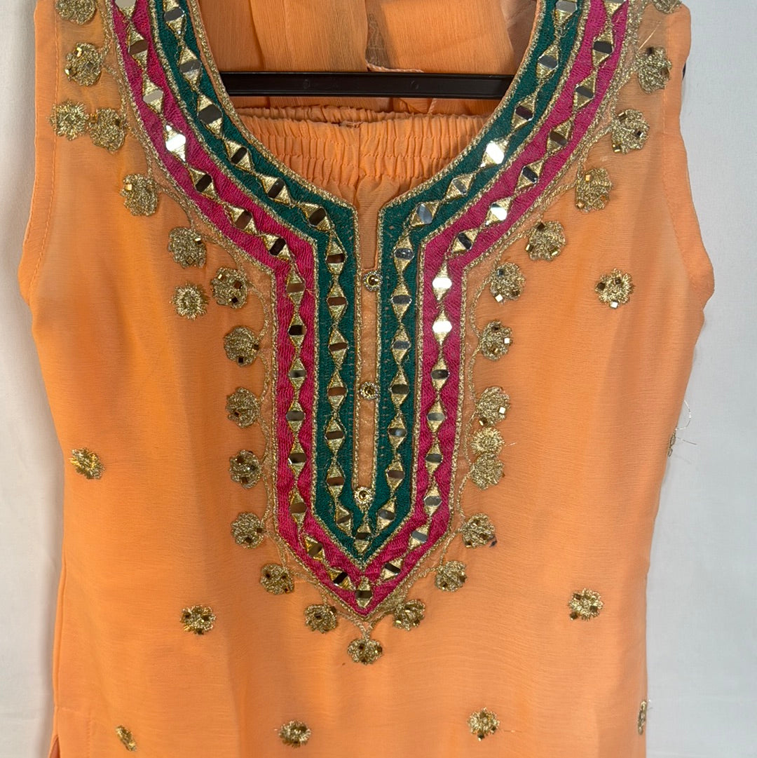 Girls peach Garara collection D6- Areeba's Couture