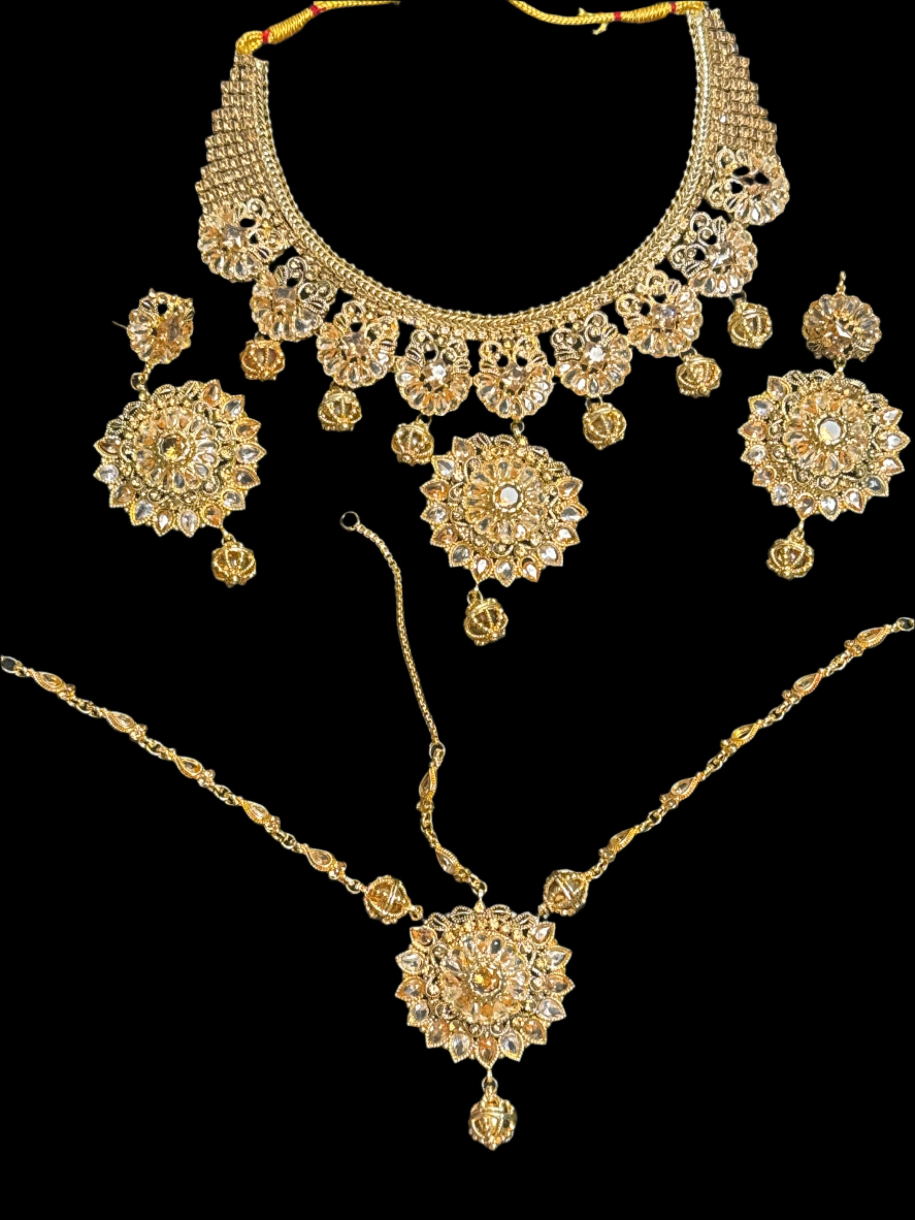 Artificial Gold bronze necklace , earrings and bracelet -  Jewellery set JS41