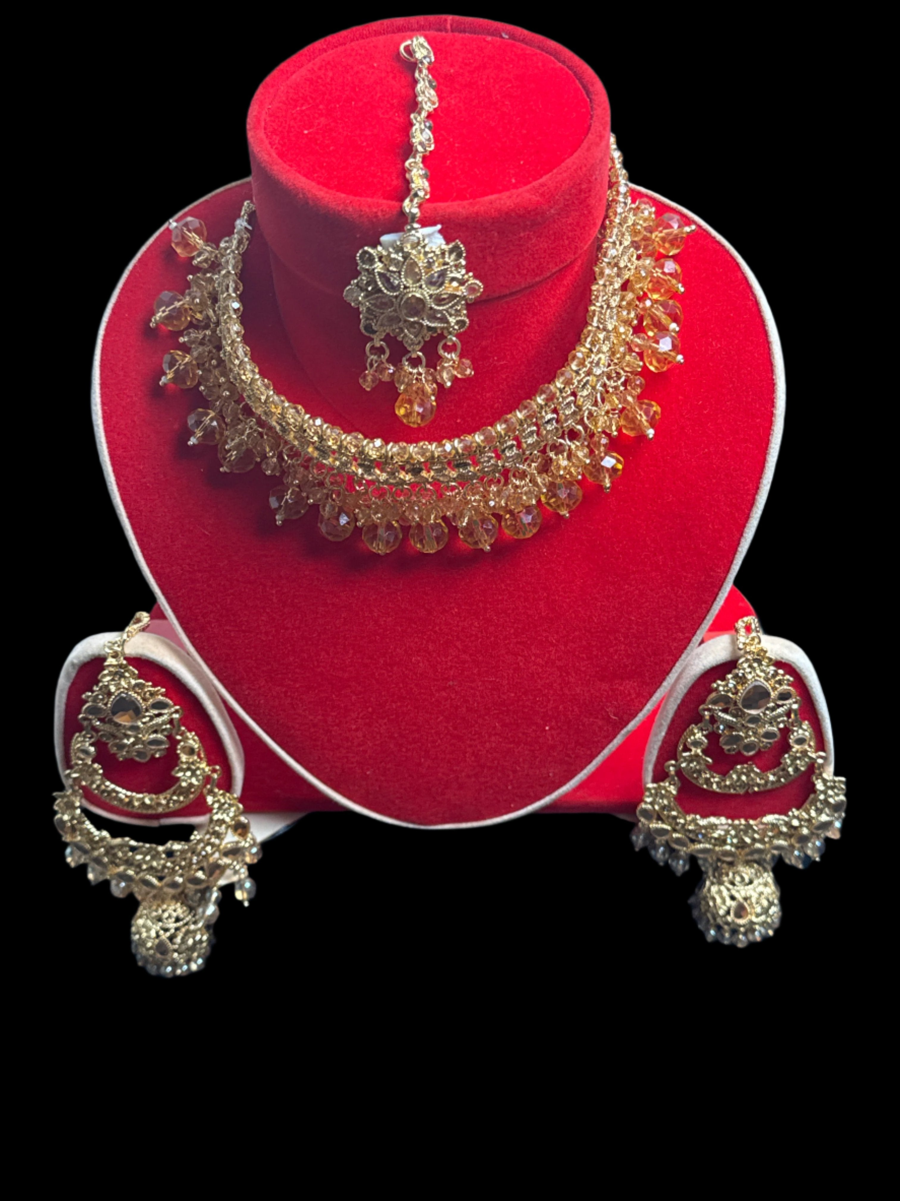 Artificial Gold necklace , earrings and bindi -  Jewellery set JS44