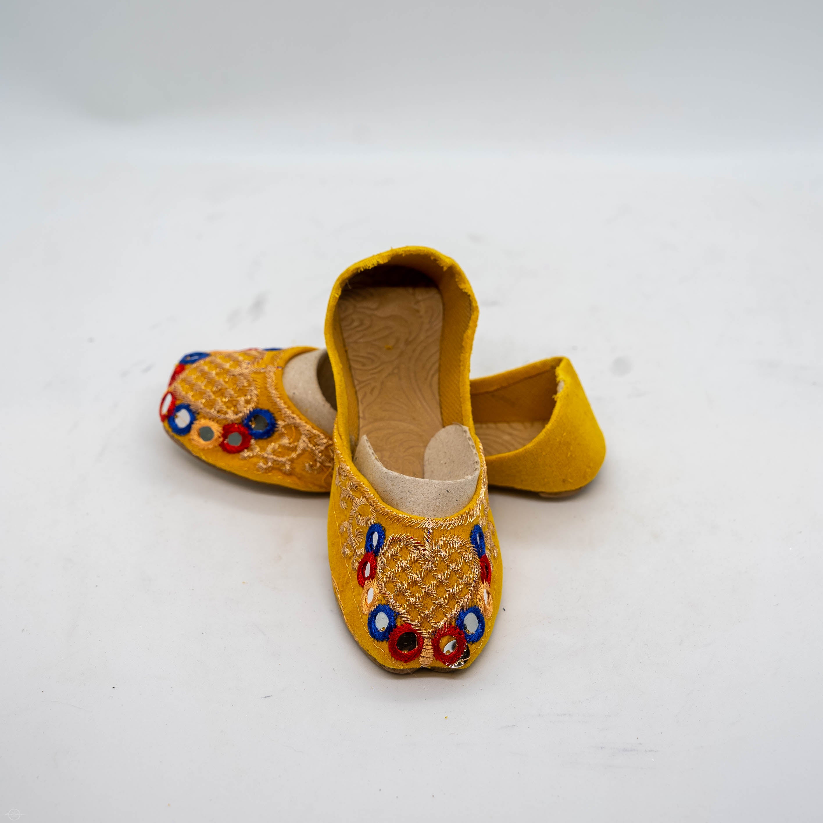 Yellow embroidered khussa