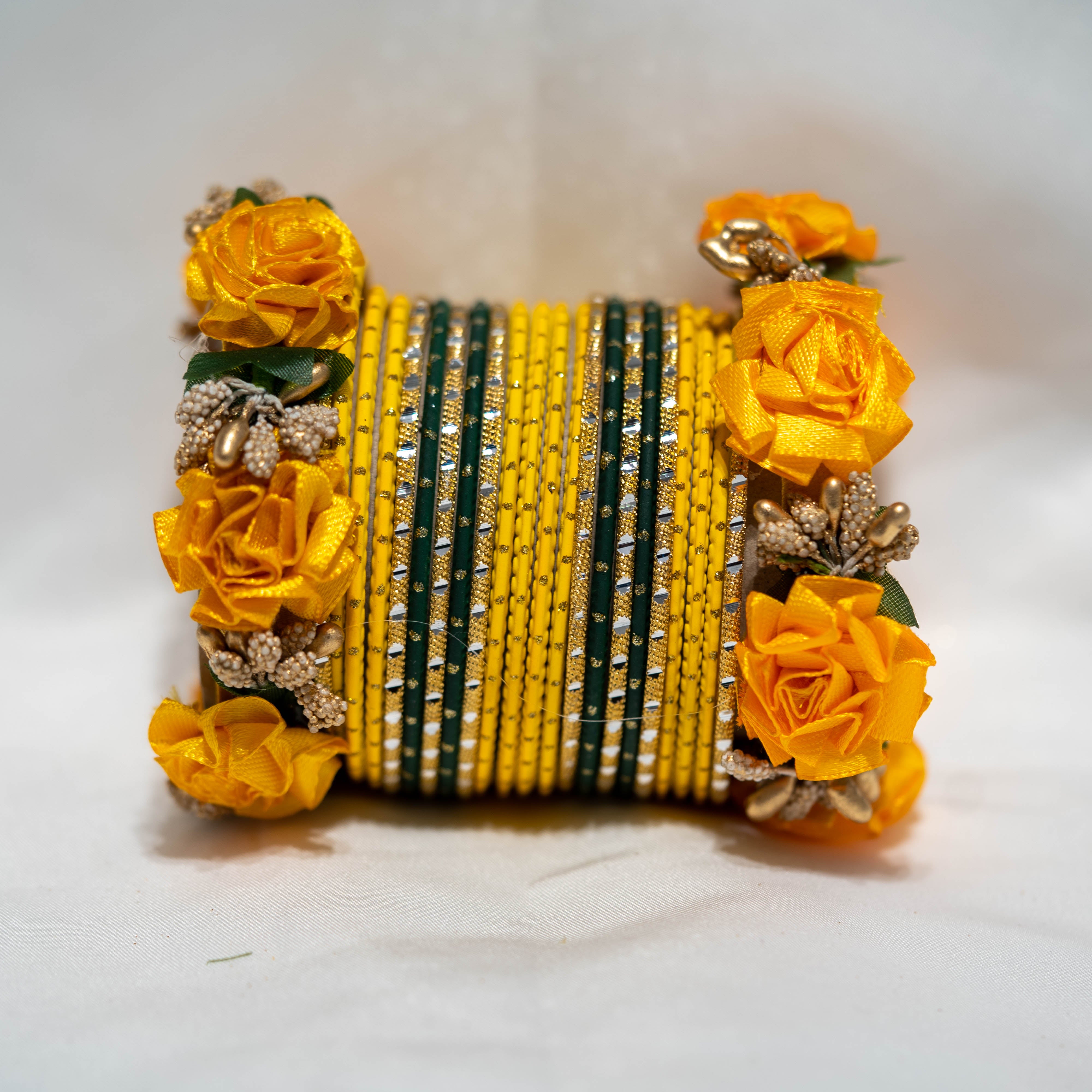 Flower Bangles set mustard