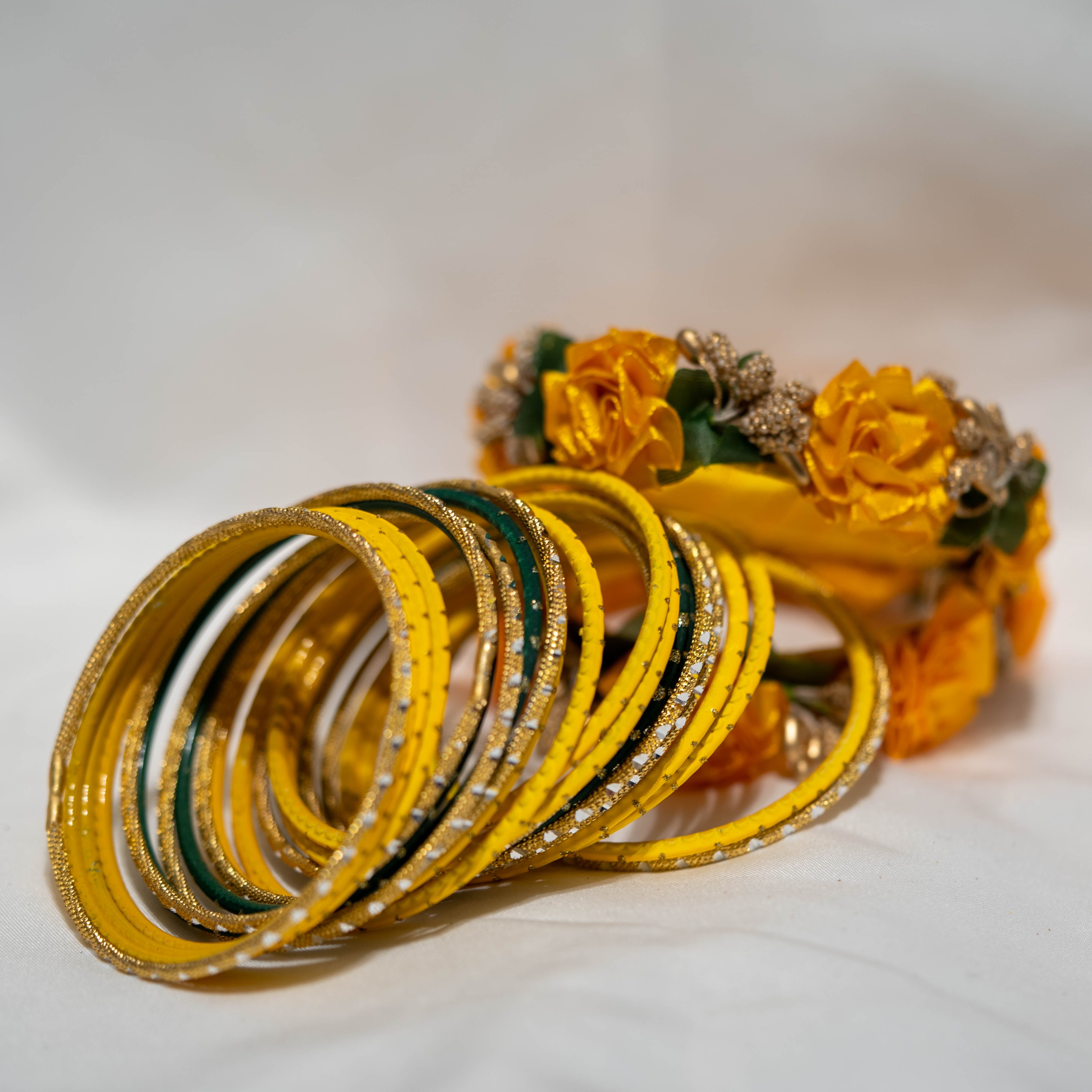 Flower Bangles set mustard