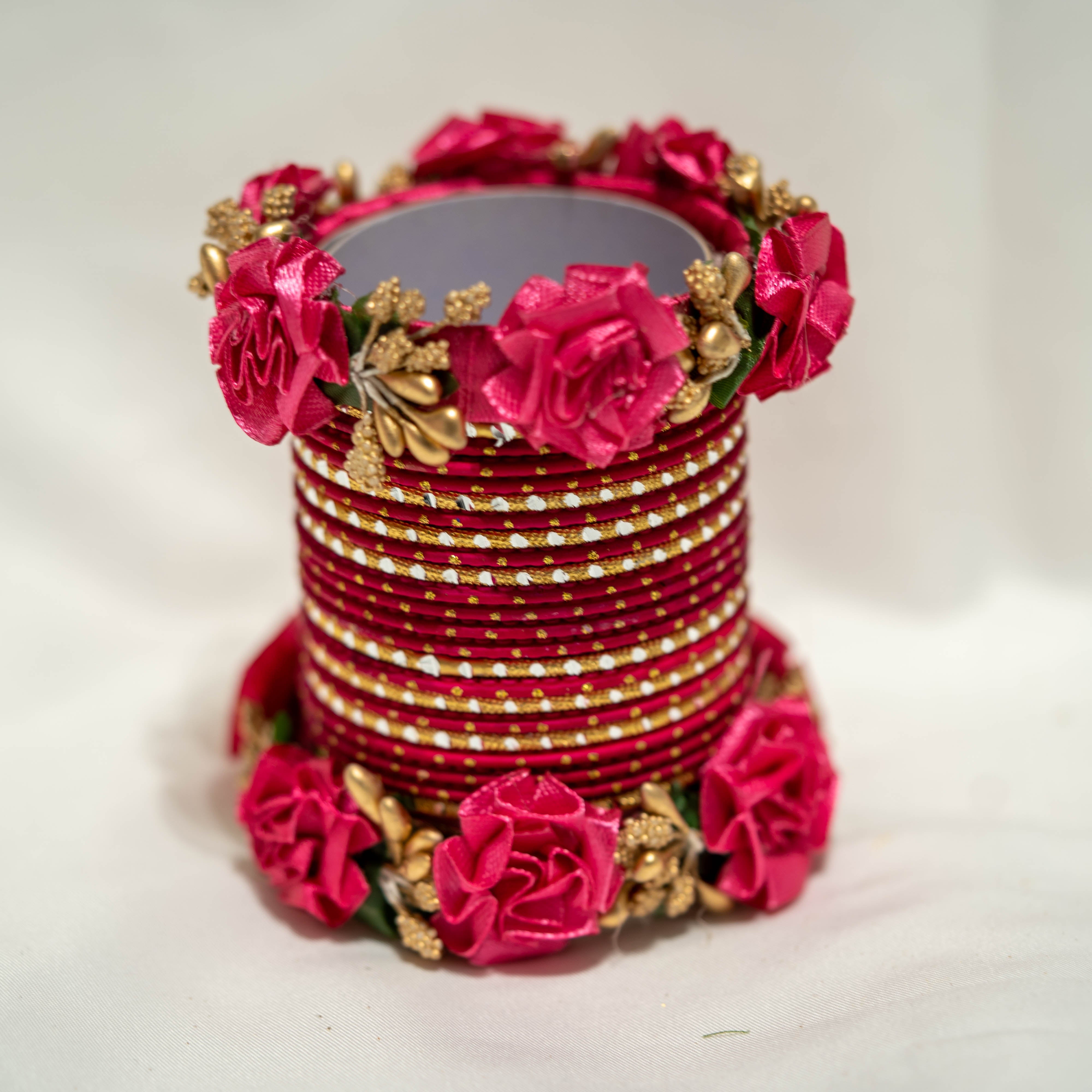 Flower Bangles set hot pink