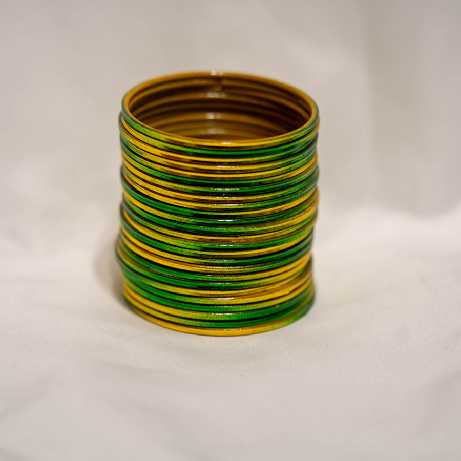 metal bangles green and yellow