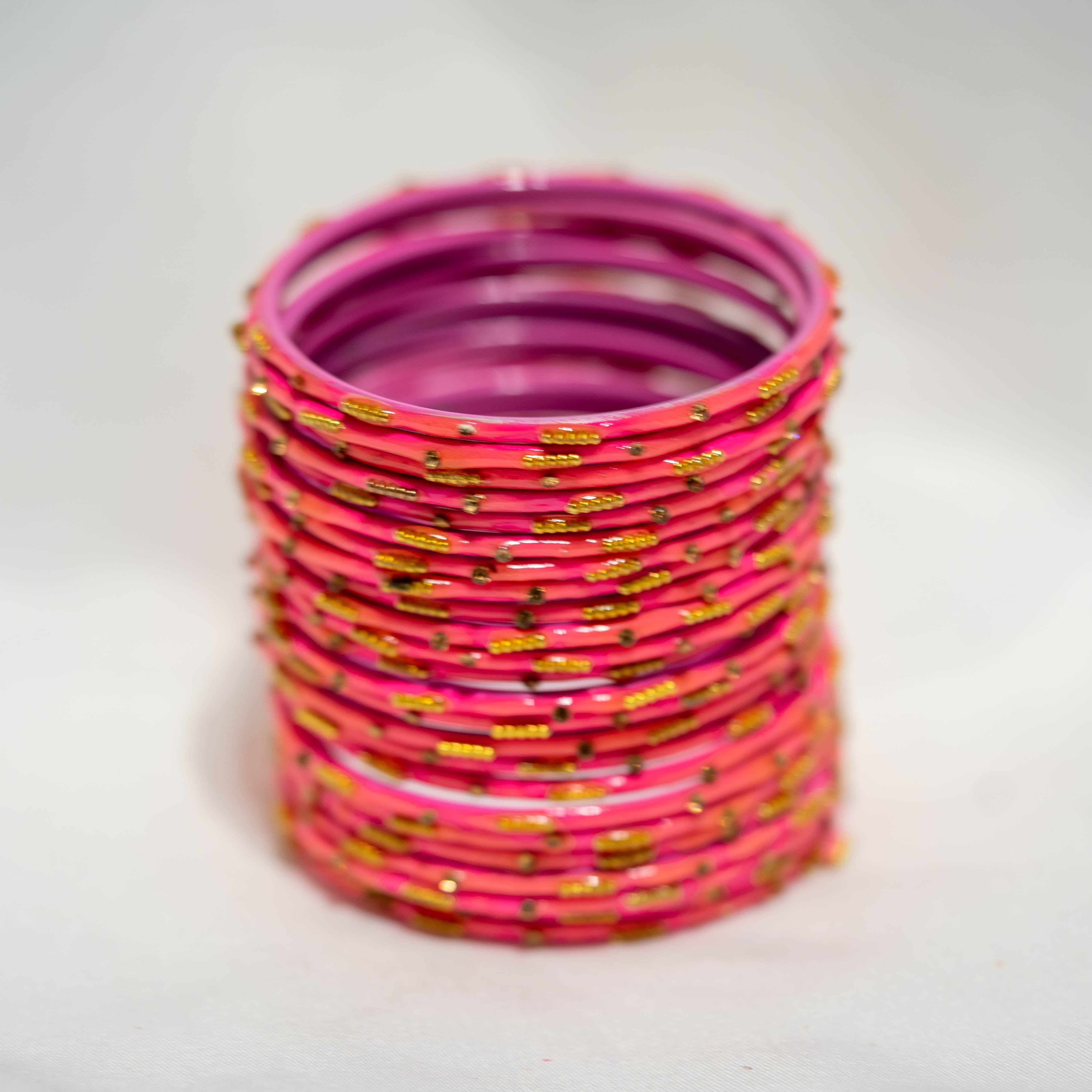 metal bangles hot pink