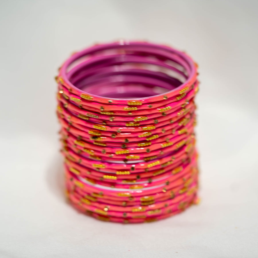 metal bangles hot pink
