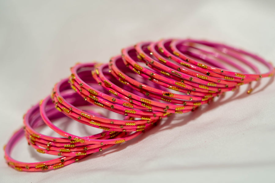metal bangles hot pink