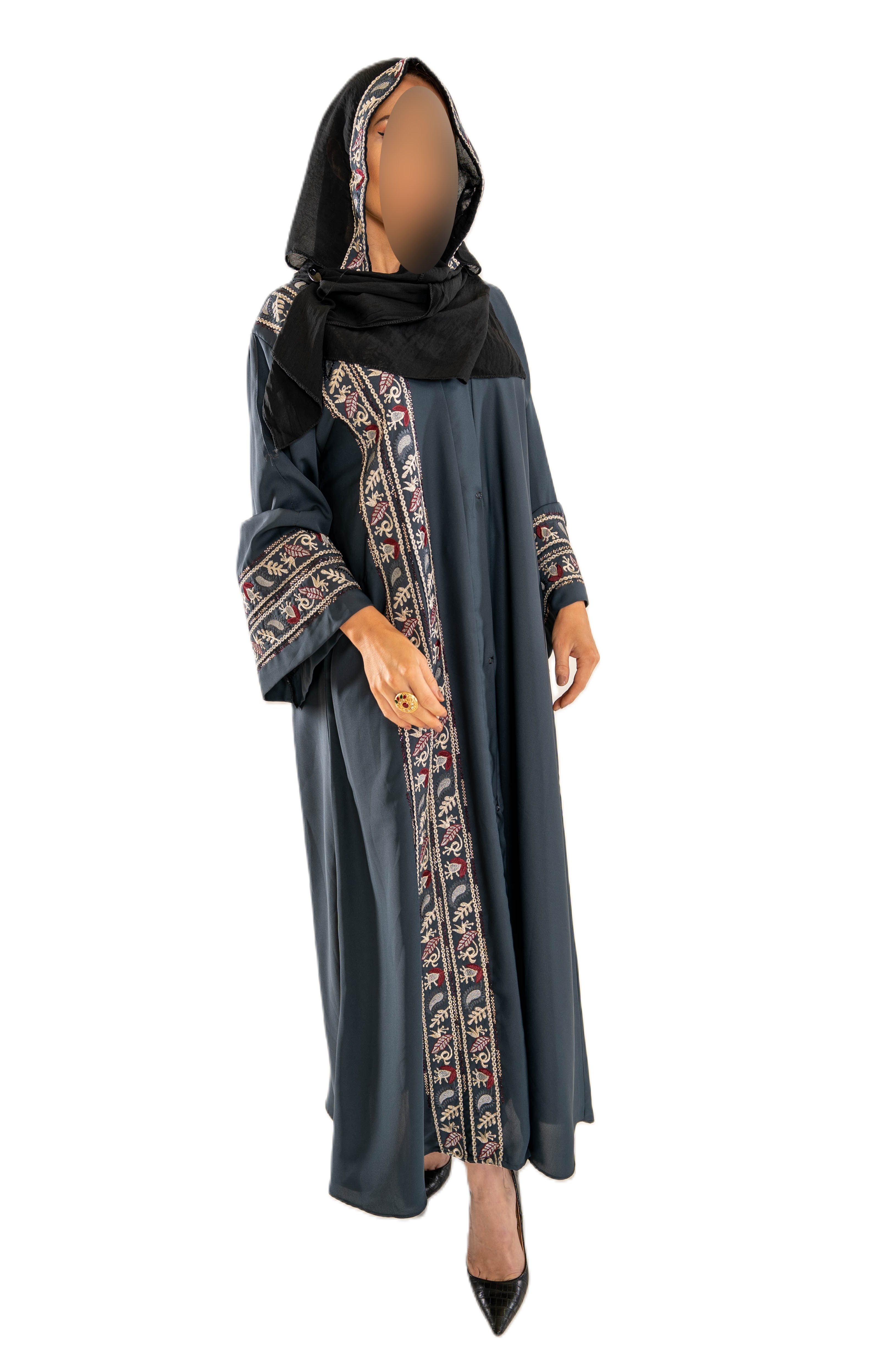 Coloured embroidered abaya