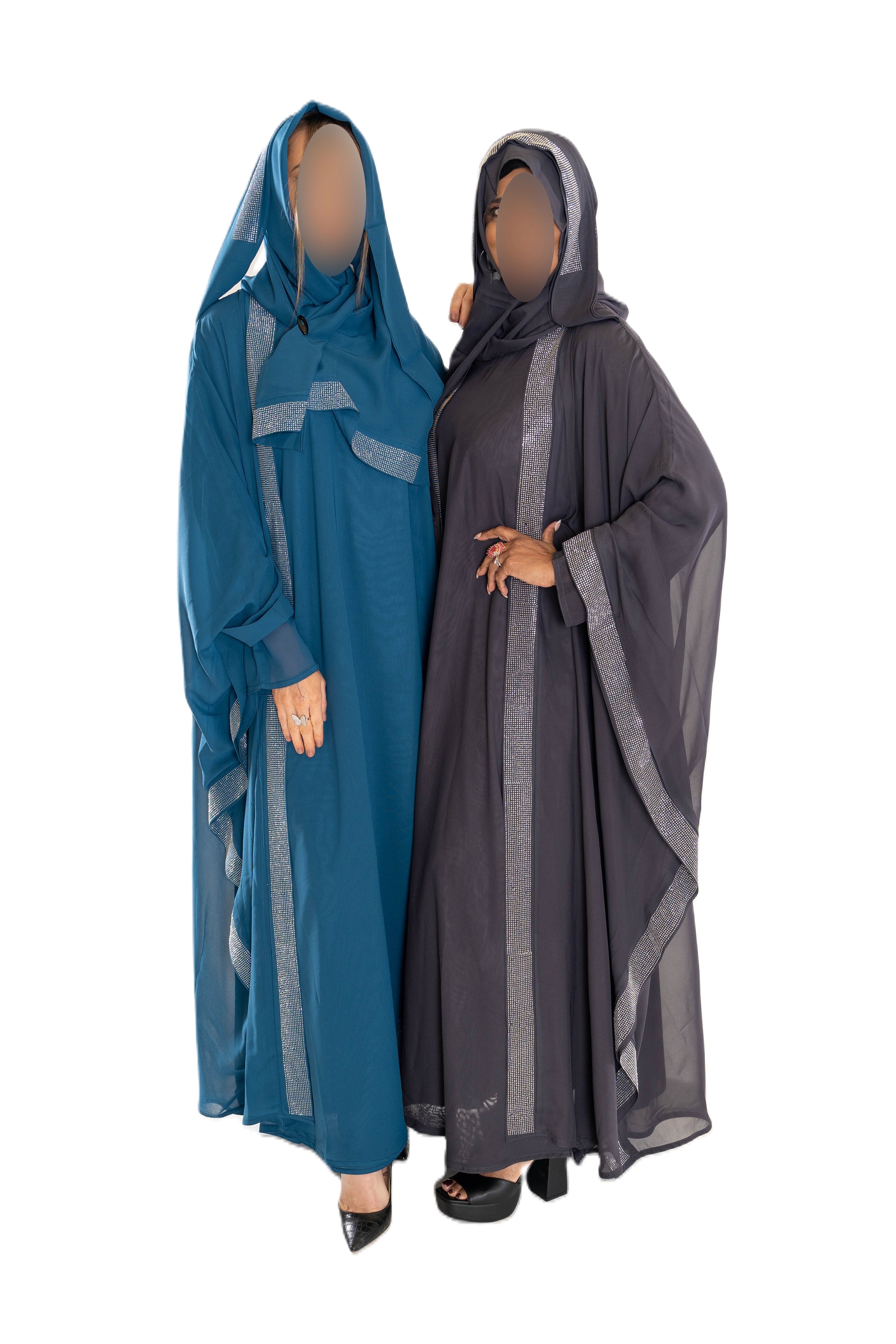 3 piece fancy abaya with hood