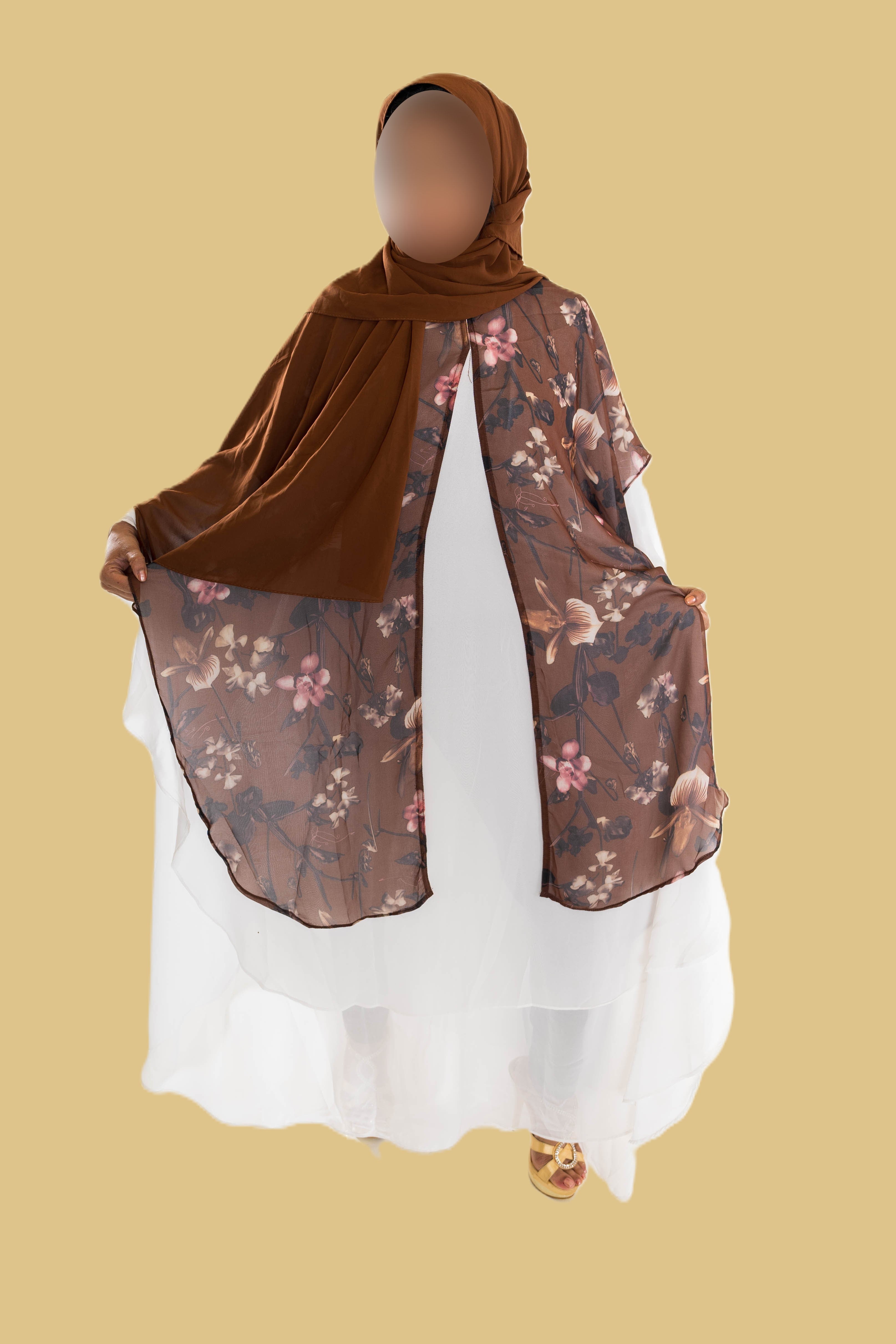 Printed chiffon abaya