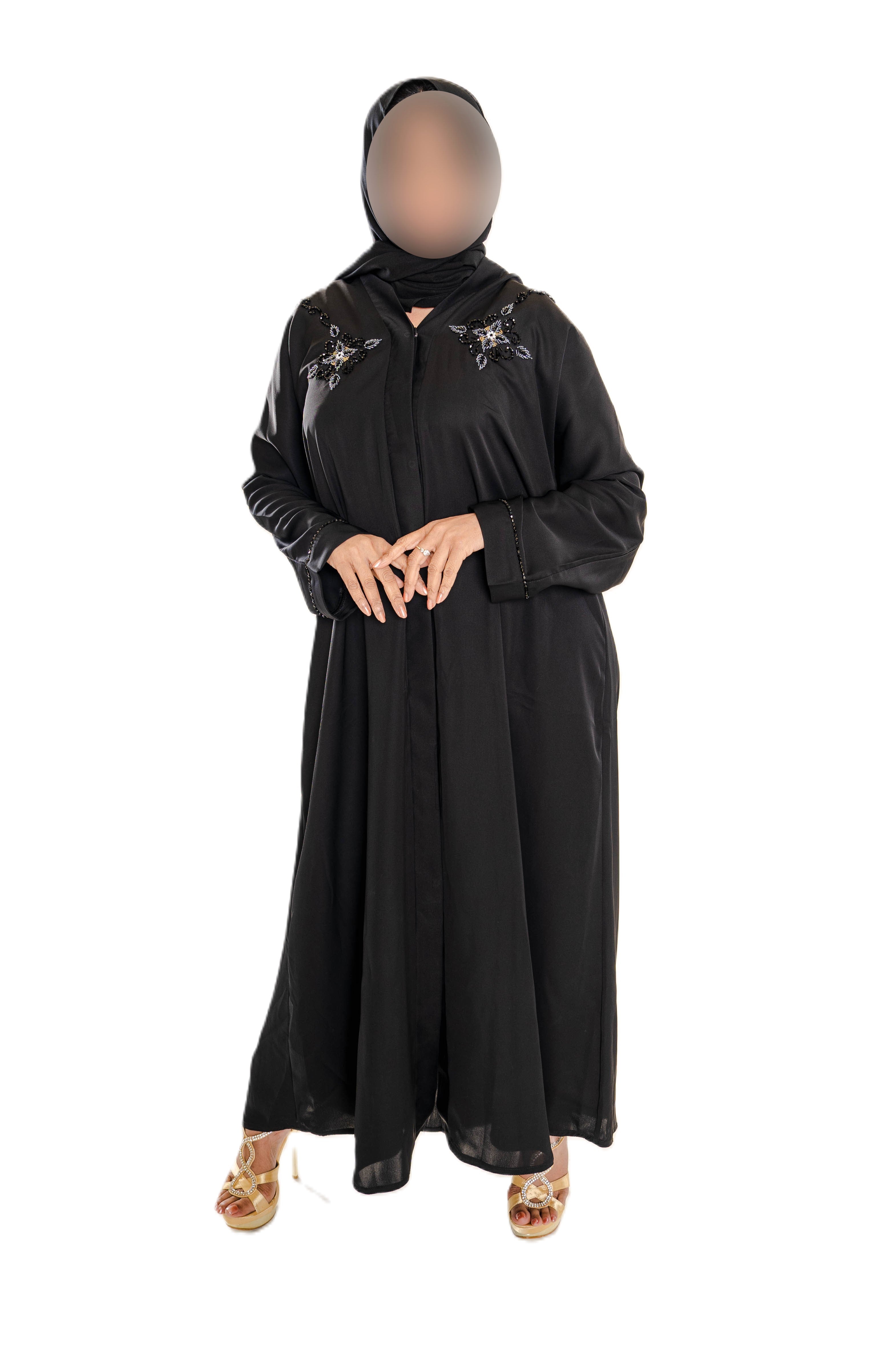 Black cut dana on back Abaya