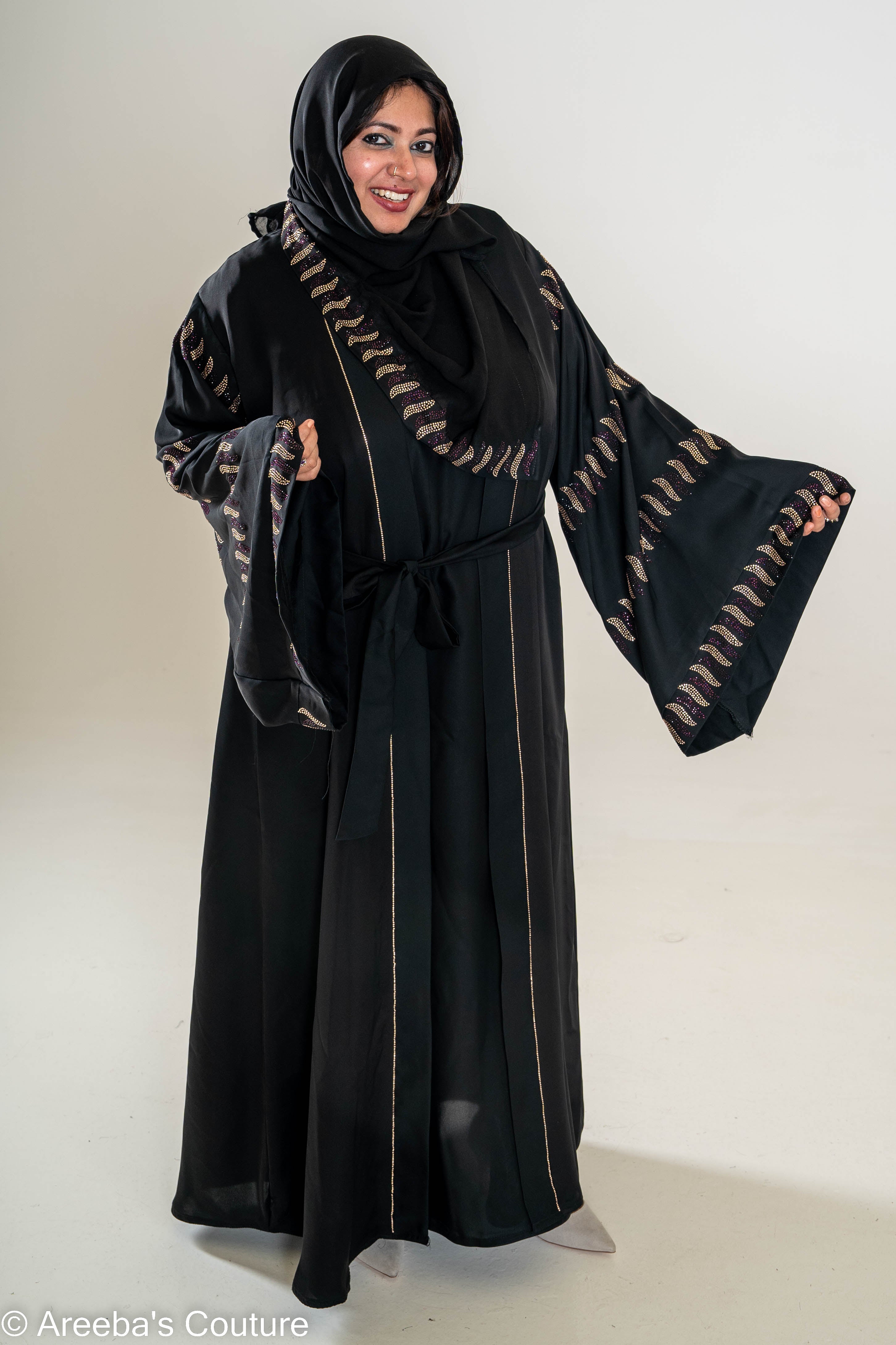 Black DMC rose gold Abaya