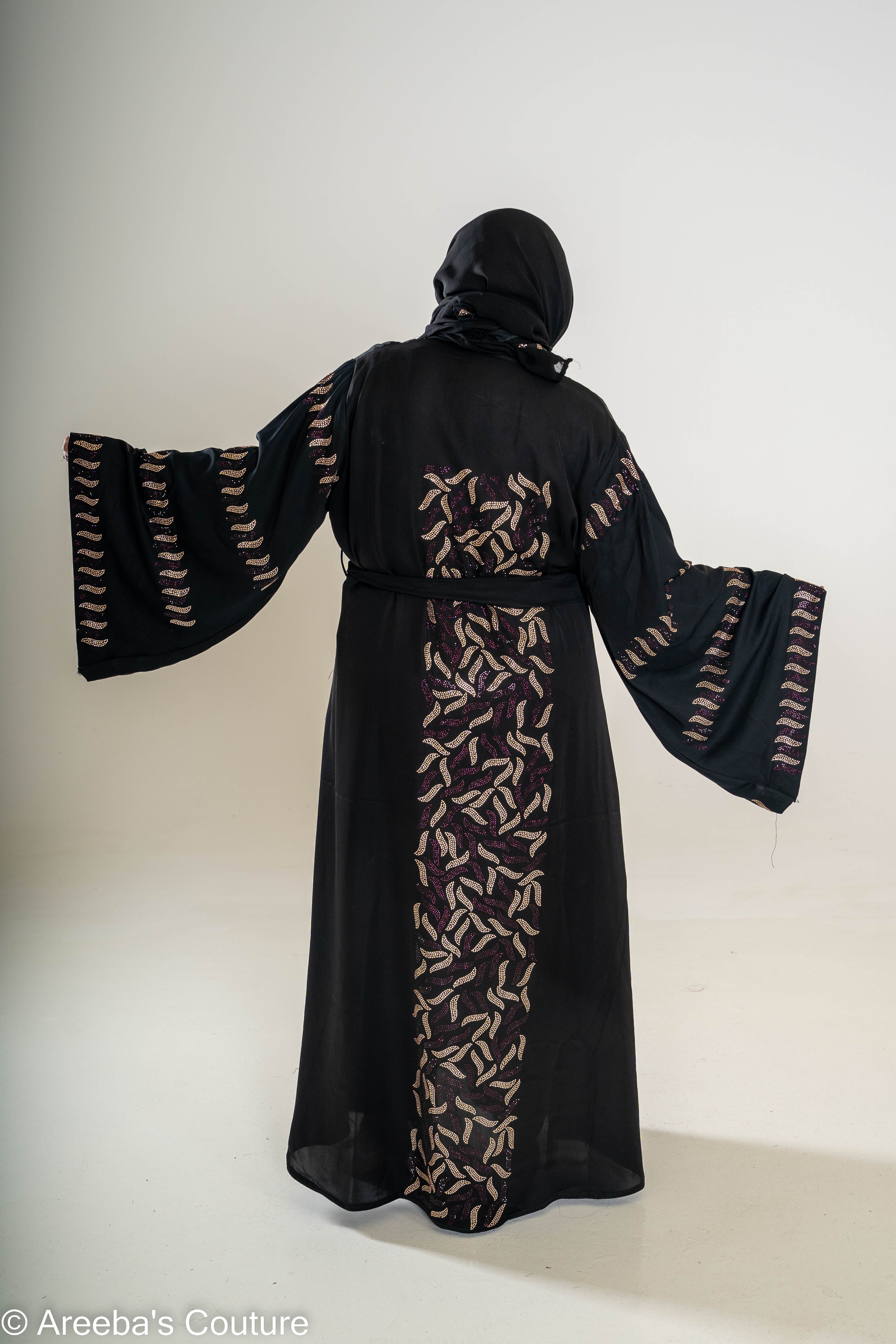 Black DMC rose gold Abaya