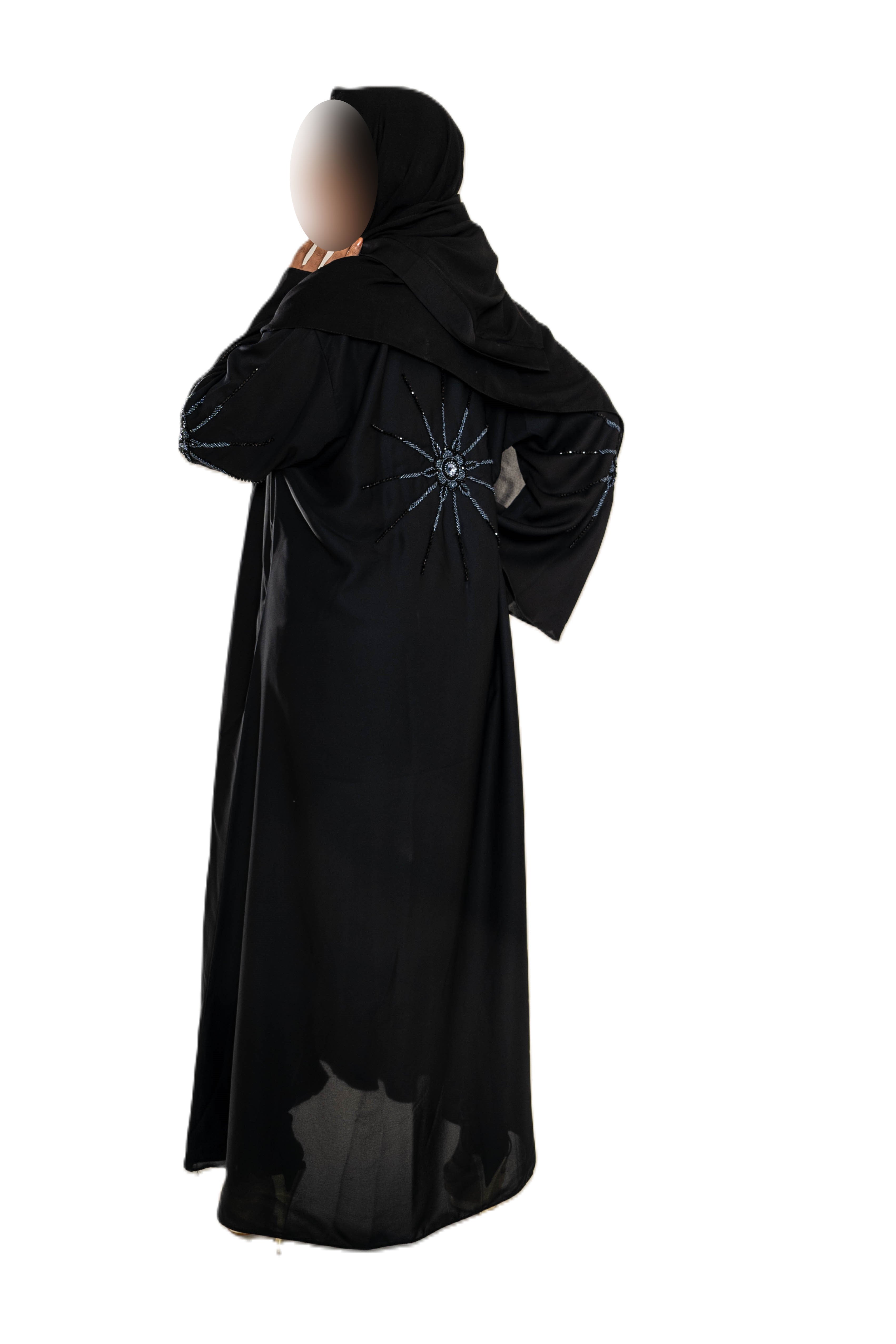 Black on black cut dana Abaya