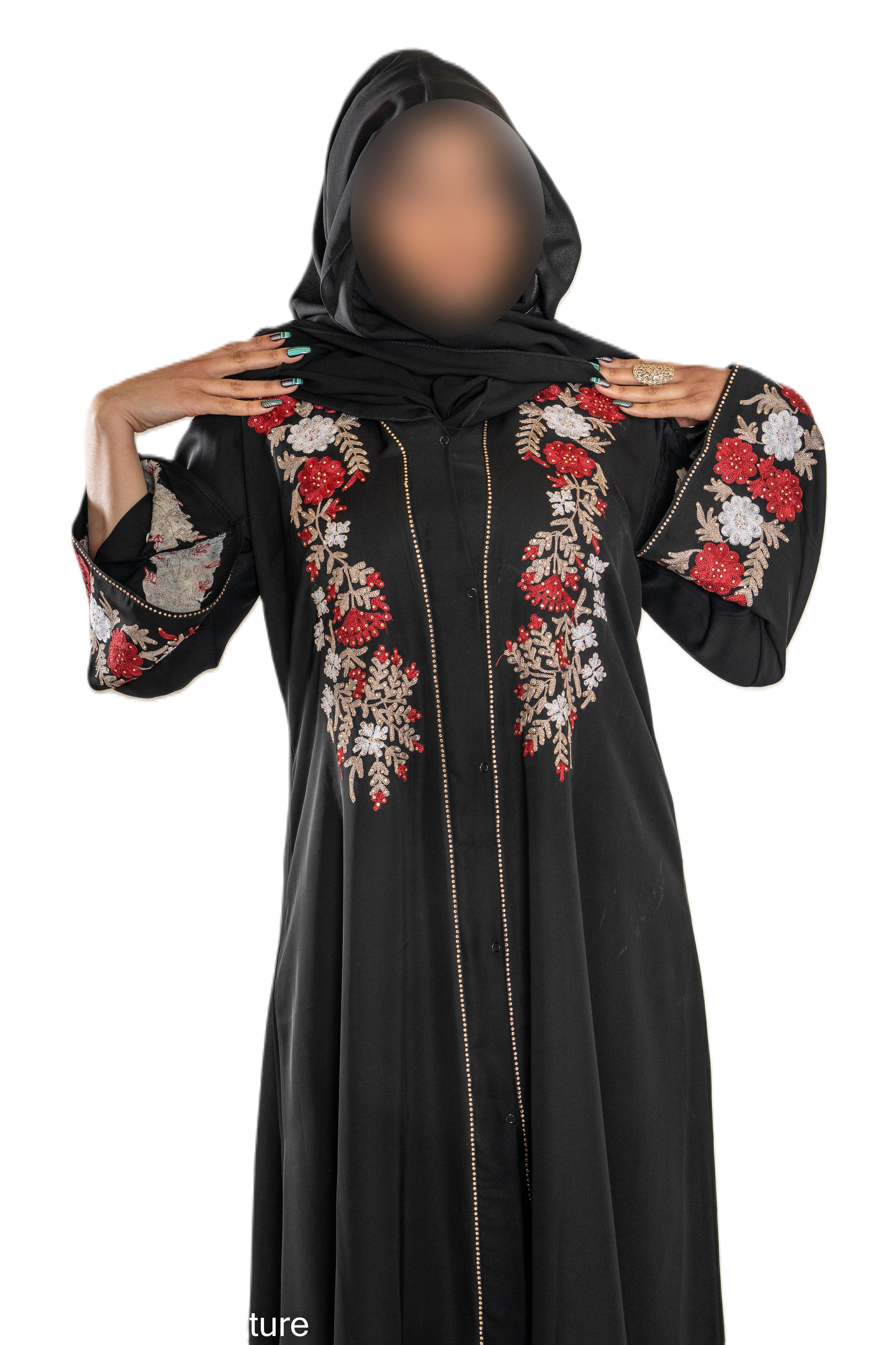 Embroidered black abaya