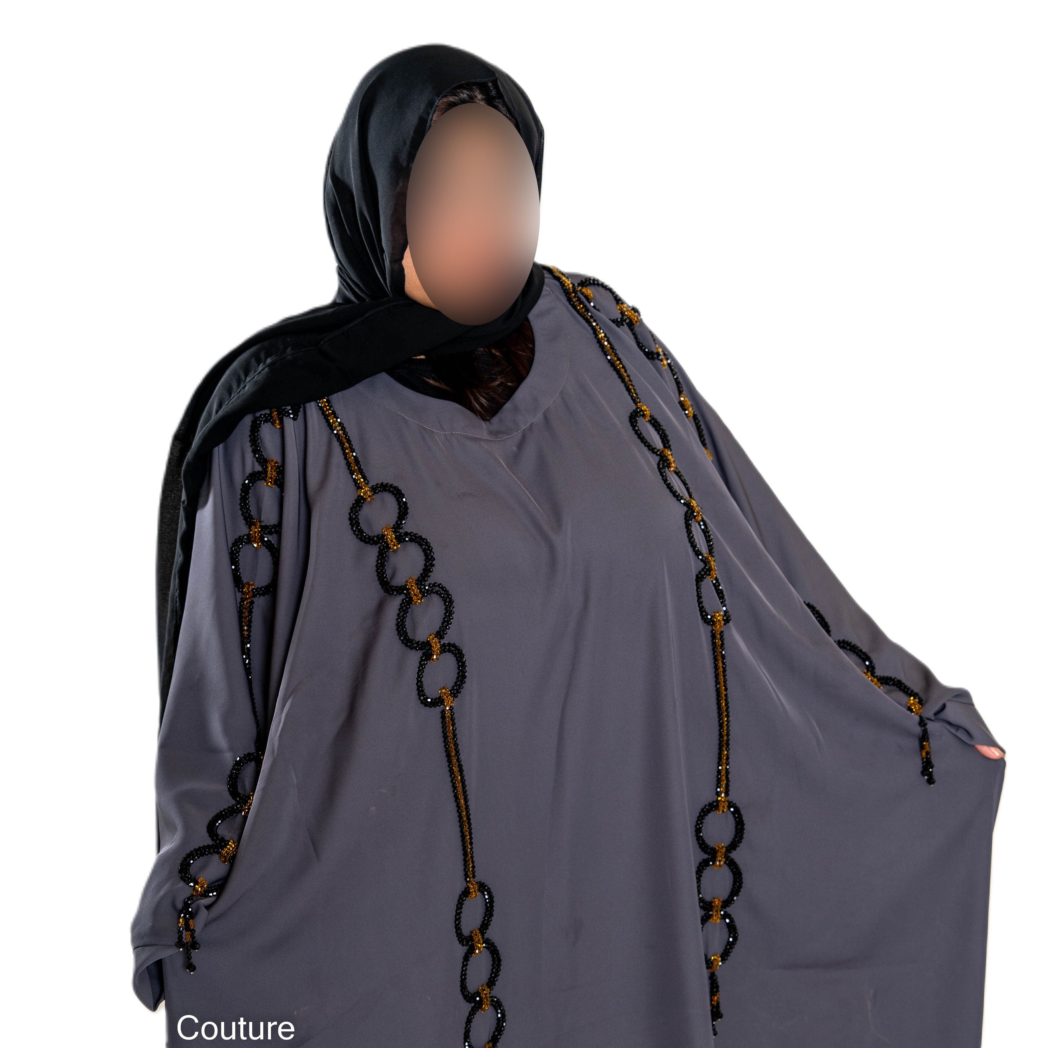 Pearls embroidered colour abaya