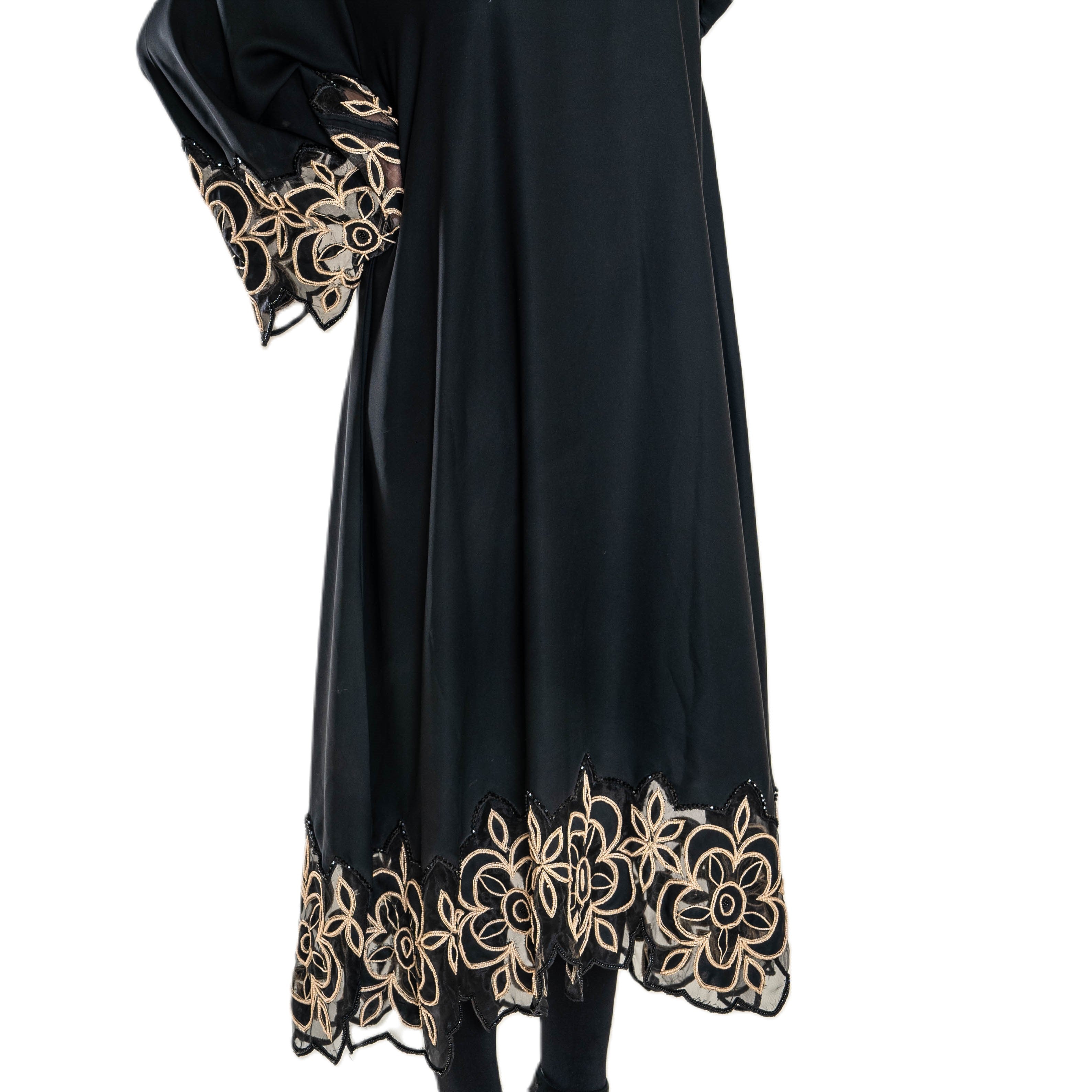 Black cut work abaya