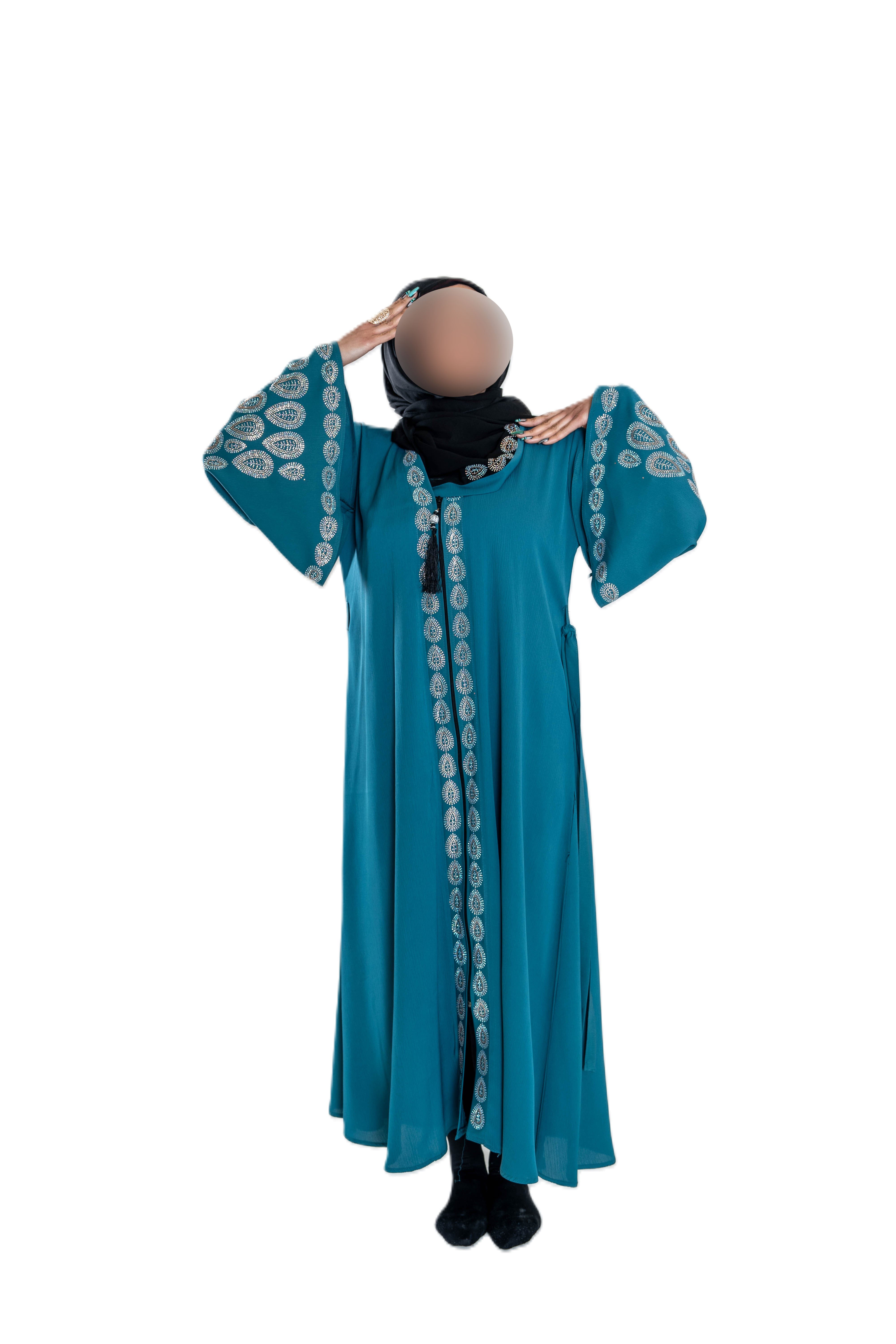 Colour abaya with DMC embroidery