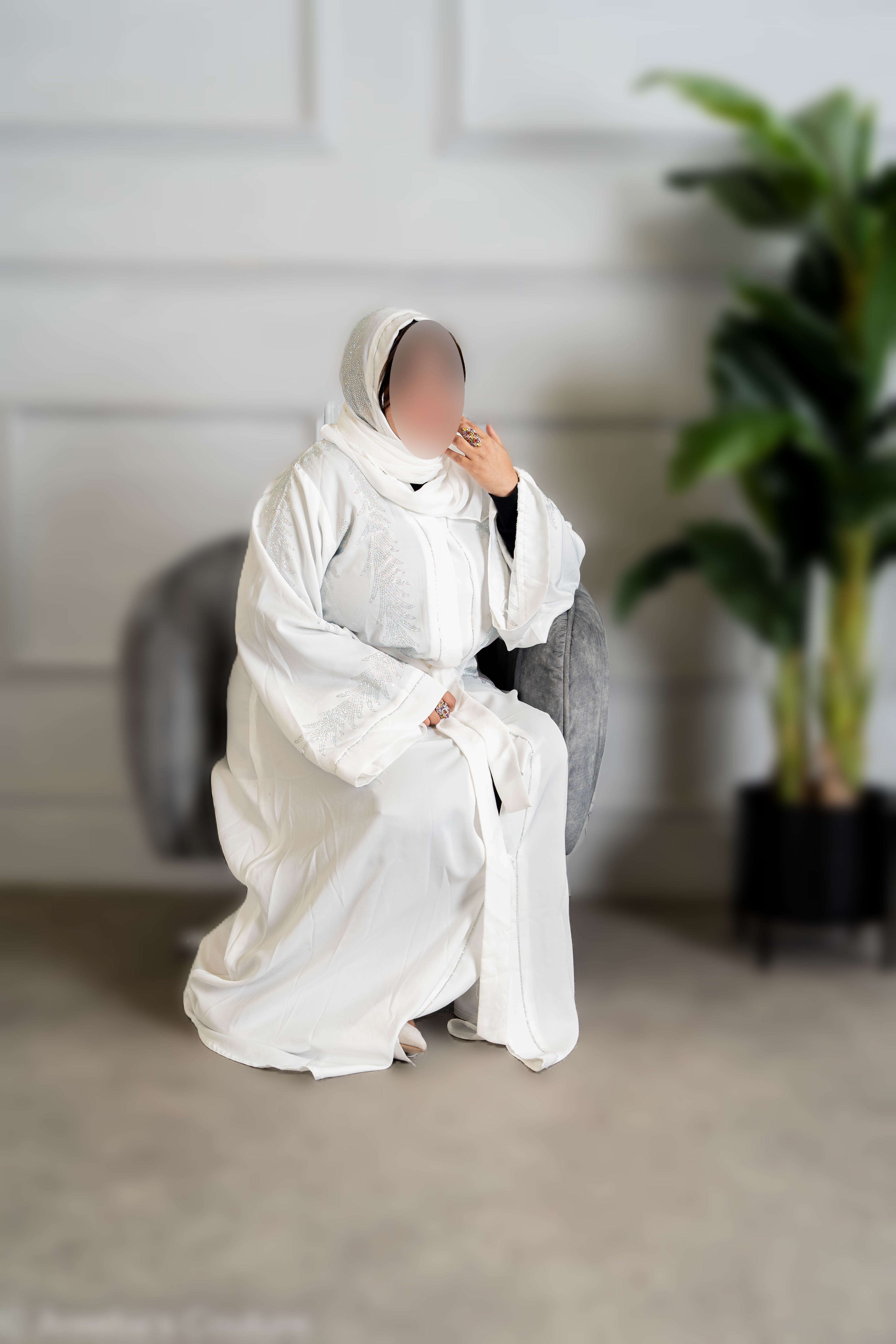 White abaya white DMC