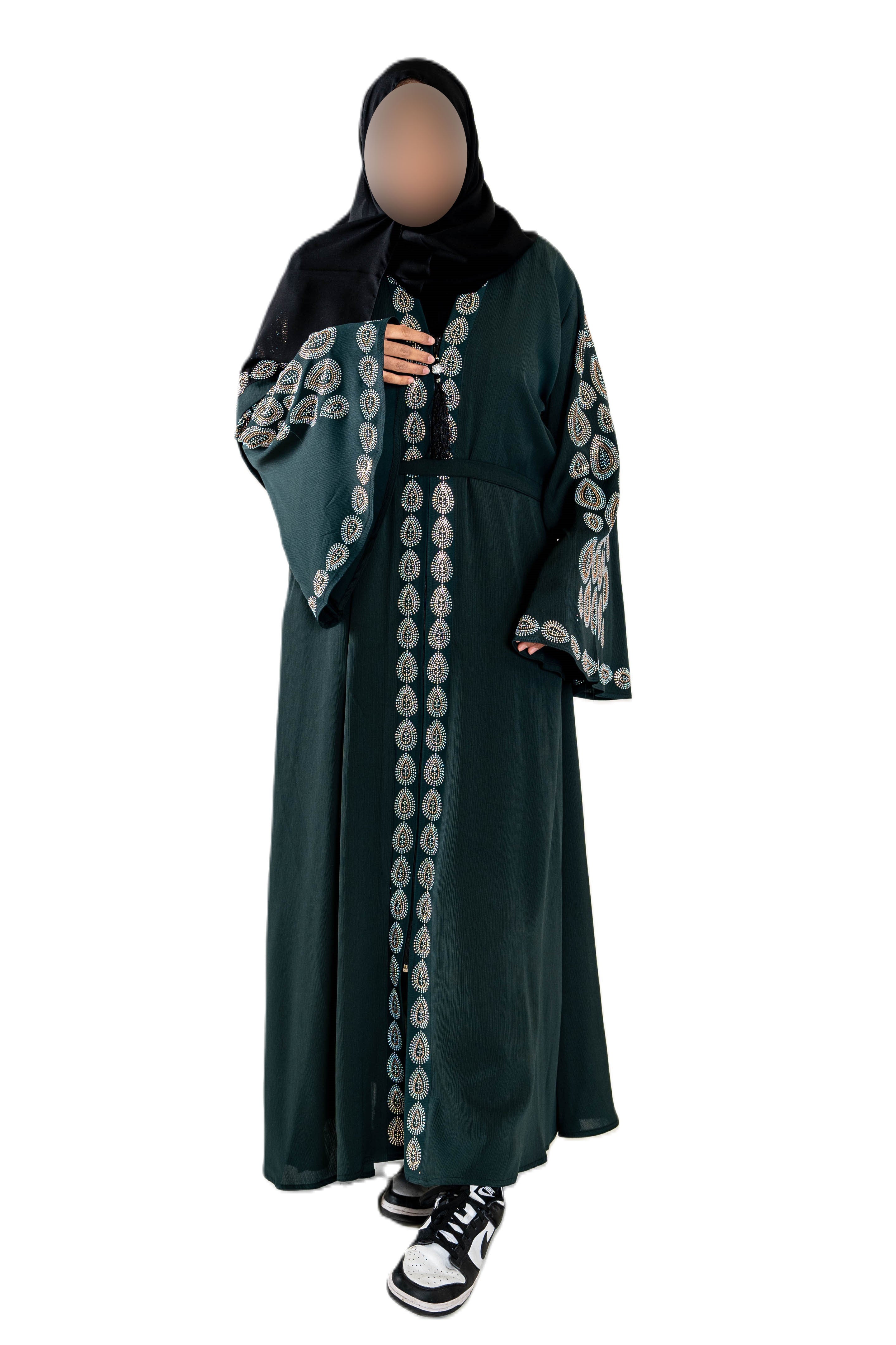 Colour abaya with DMC embroidery