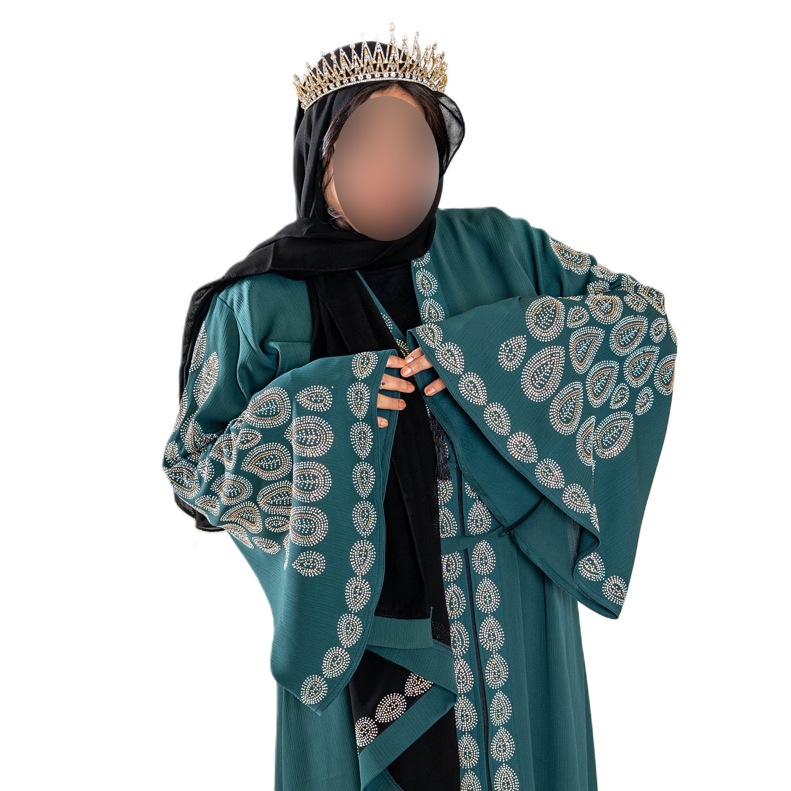 Colour abaya with DMC embroidery