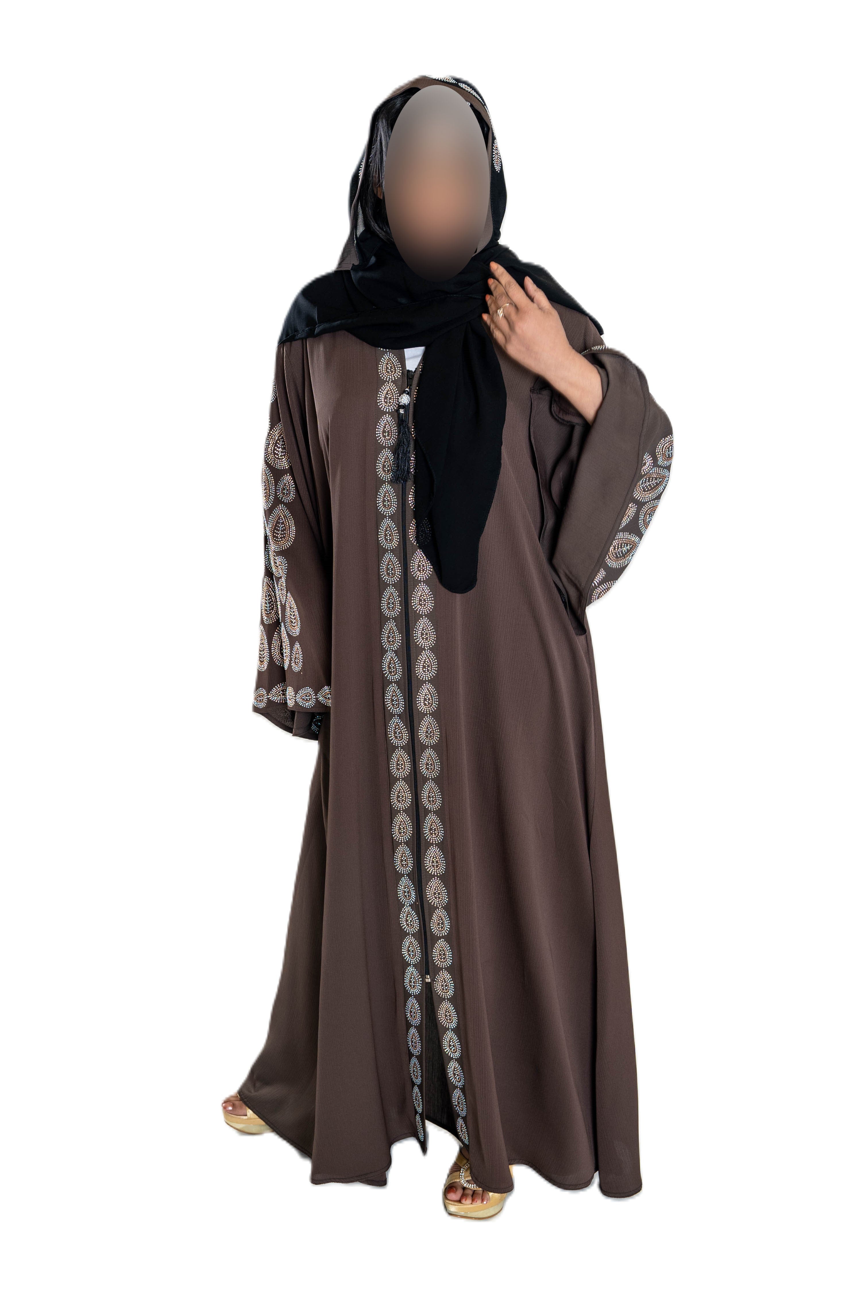 Colour abaya with DMC embroidery