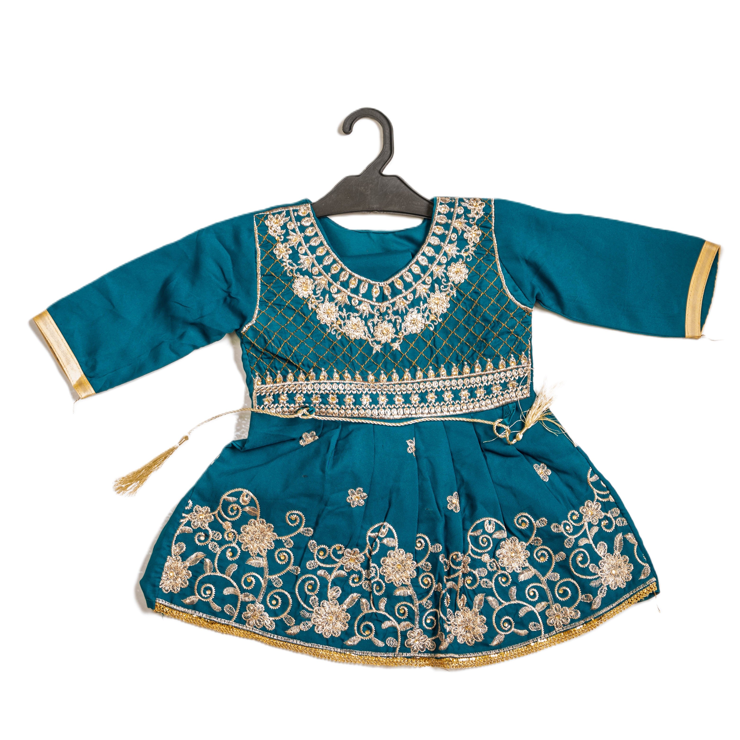 Teal cotton frock set