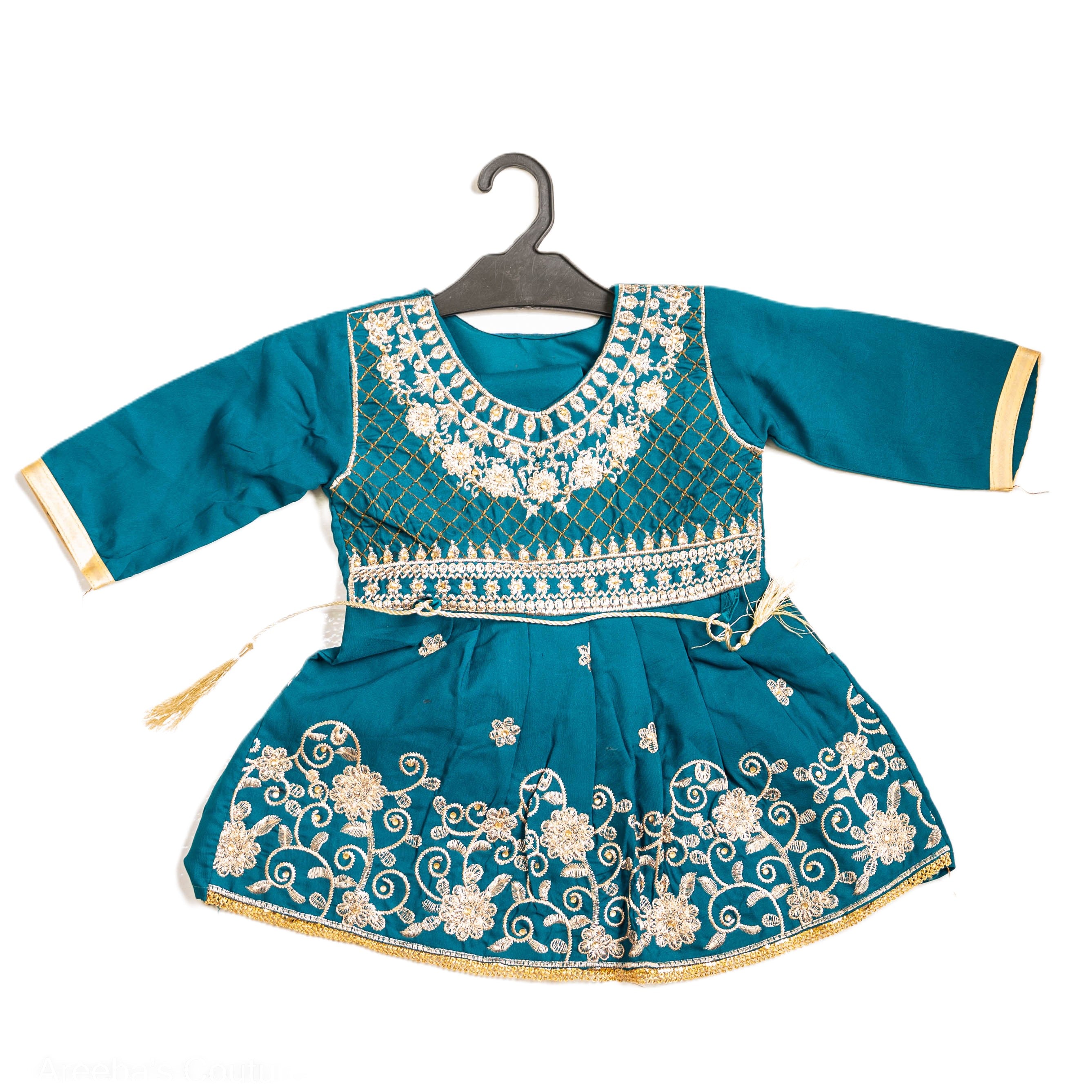 Teal cotton frock set