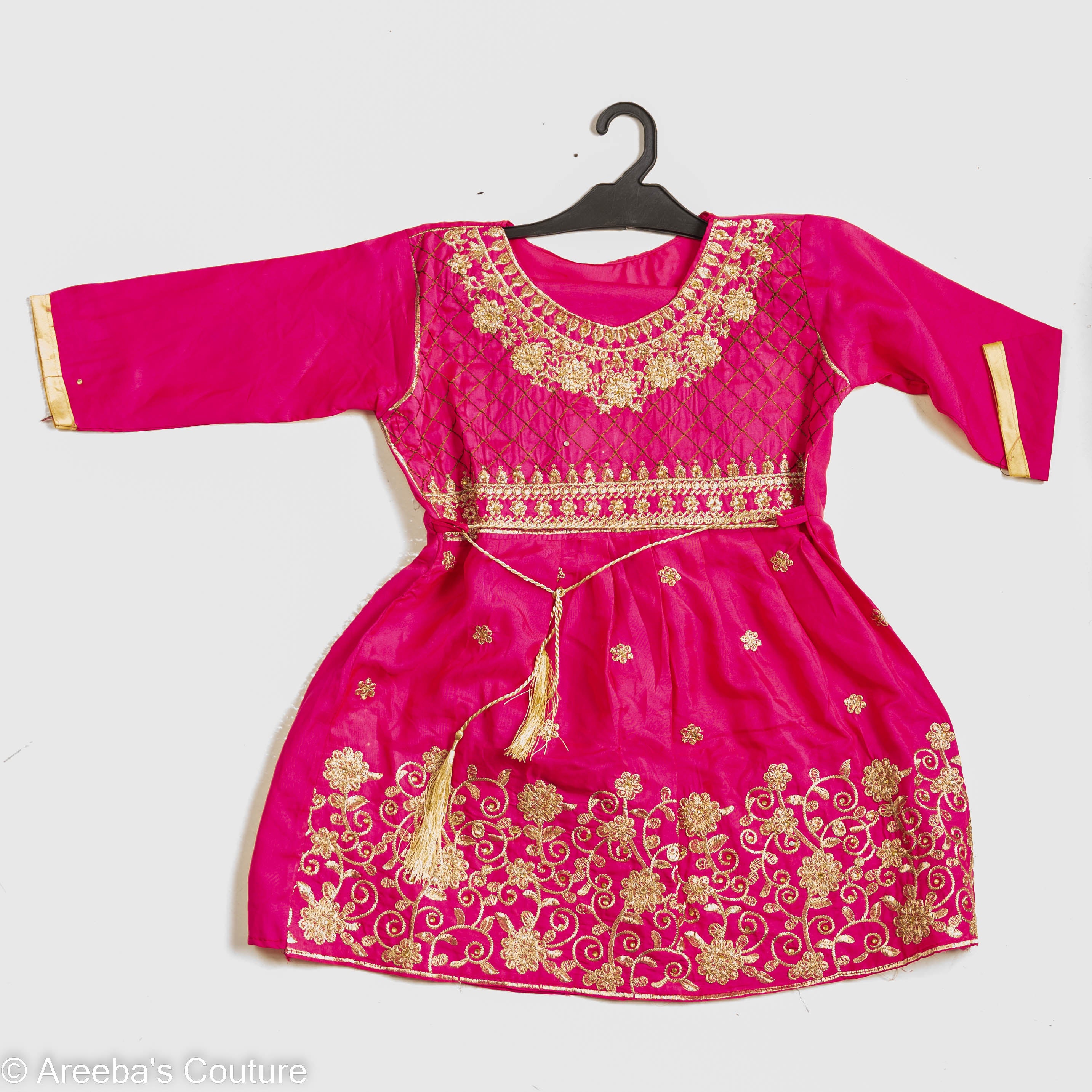 Hot pink cotton frock set