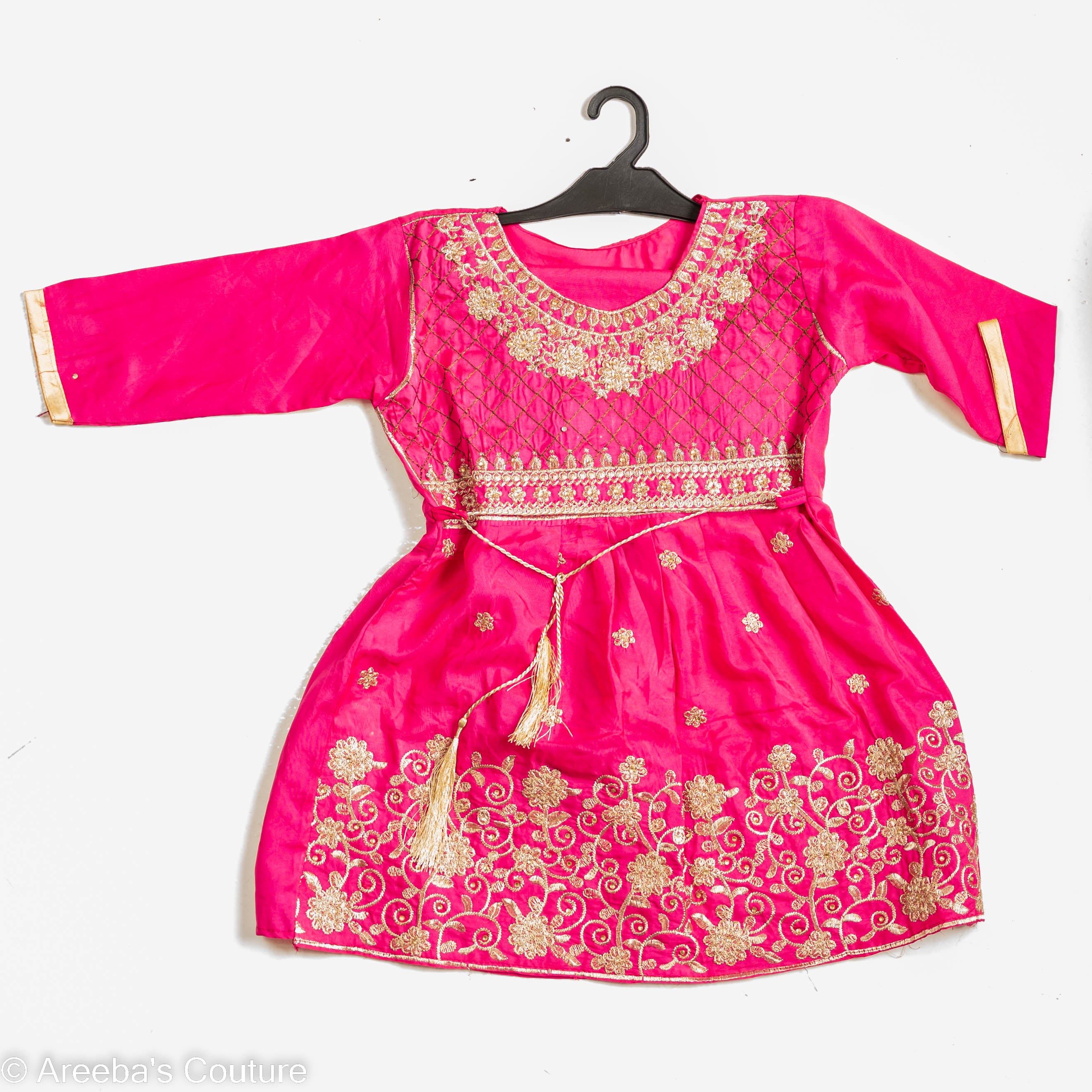 Hot pink cotton frock set