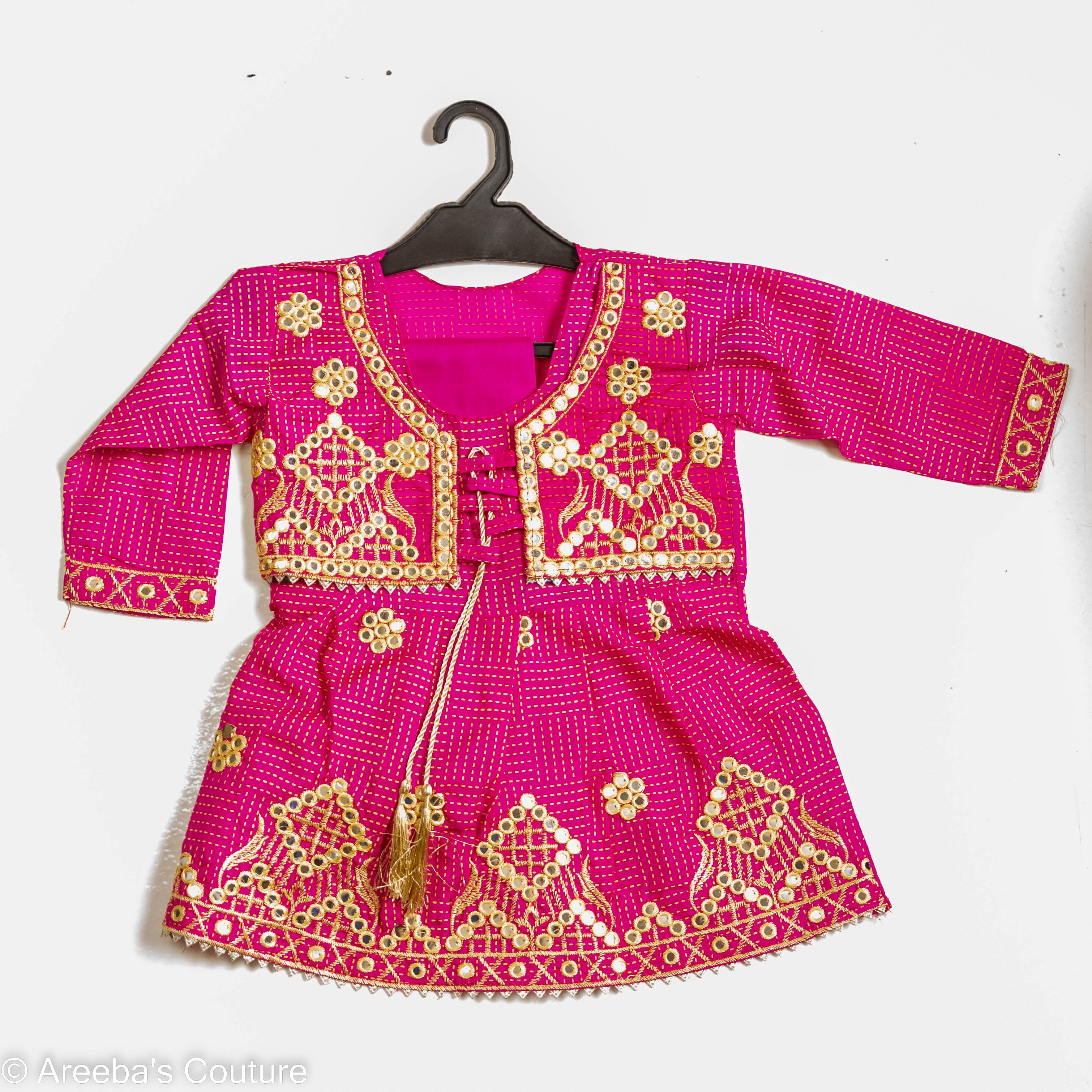 Hot pink coati cotton frock set