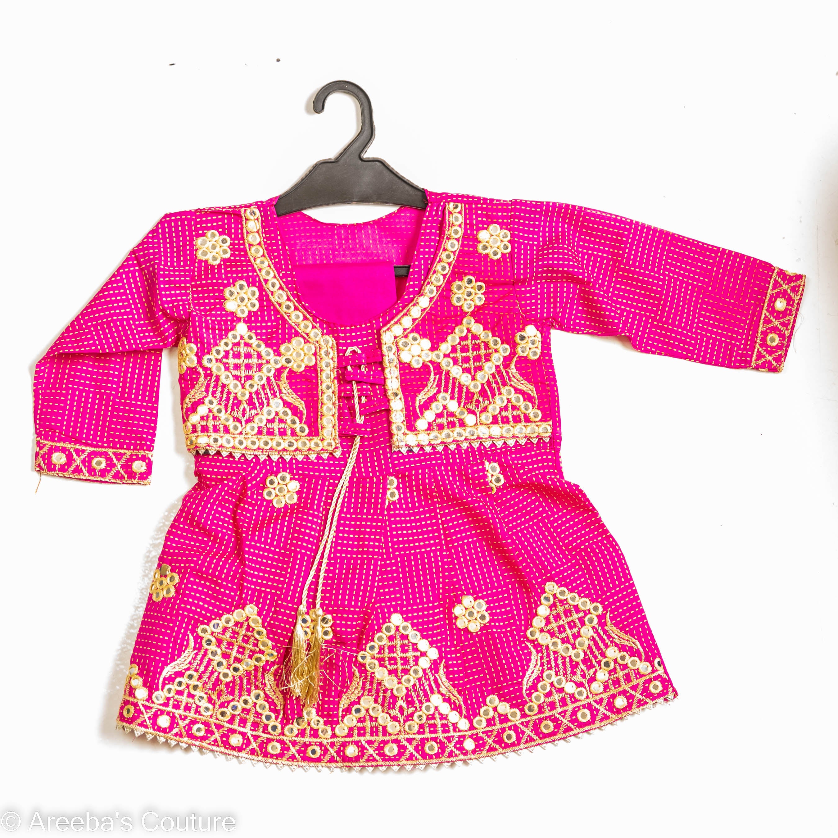 Hot pink coati cotton frock set