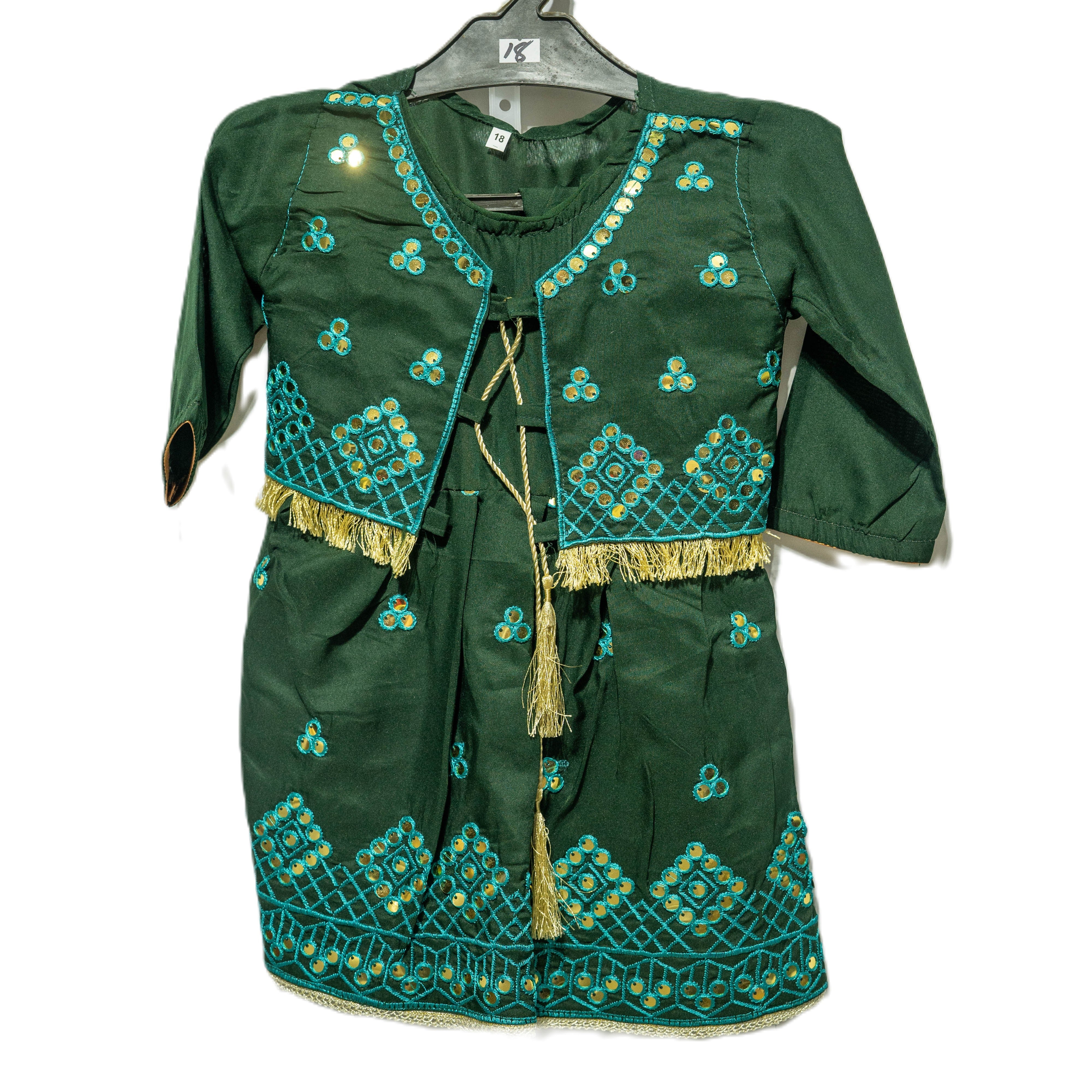 Green cotton frock set coati style