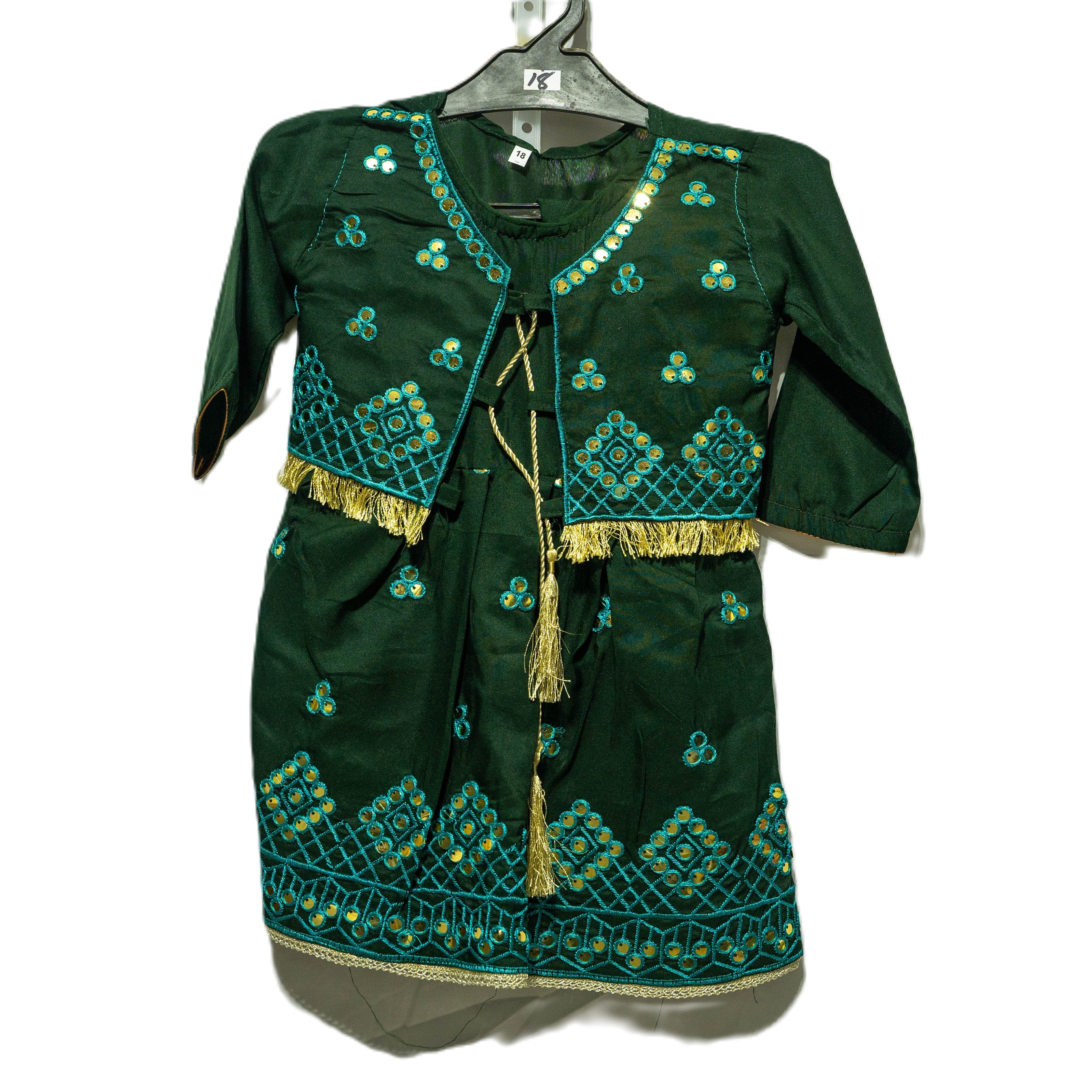 Green cotton frock set coati style